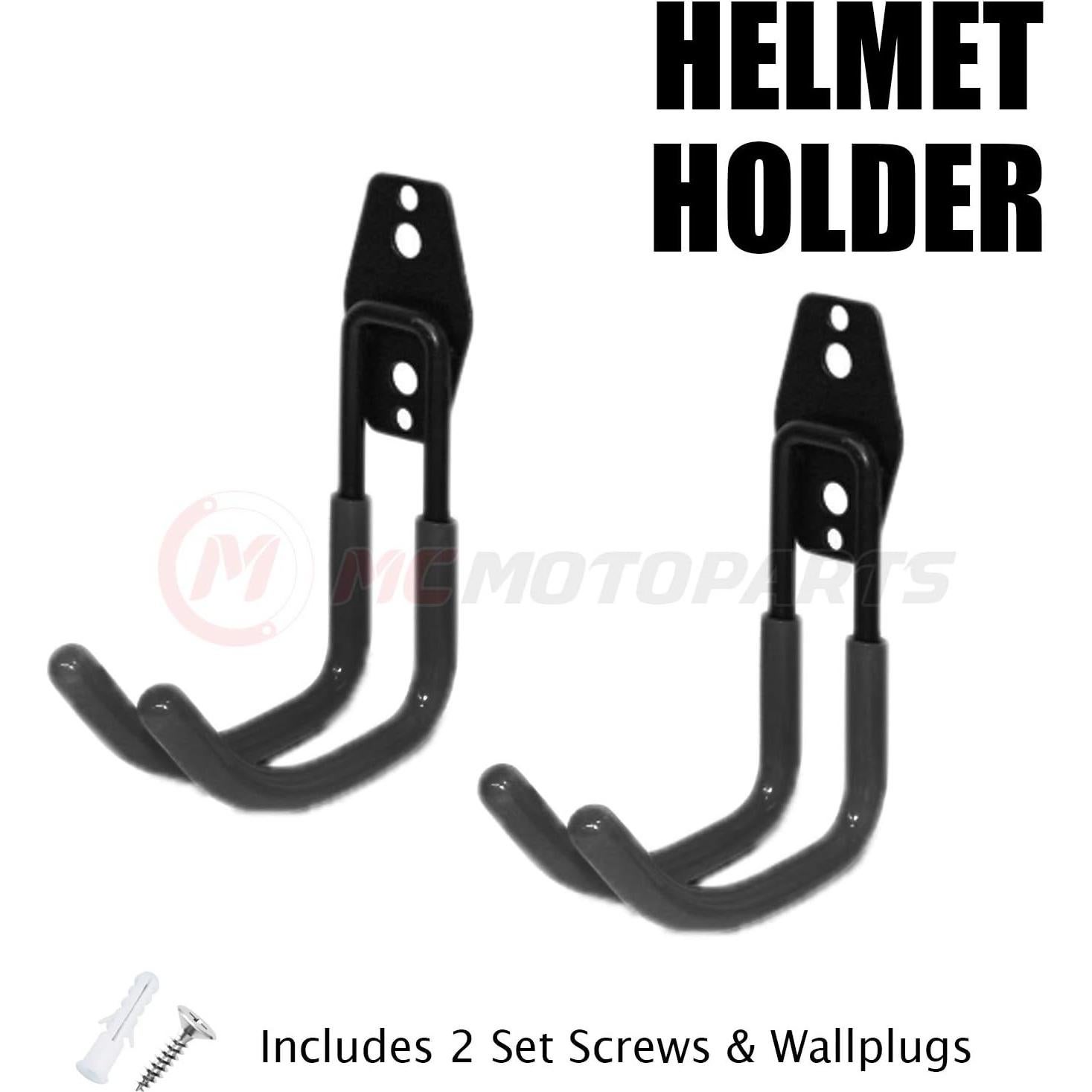 Soporte de Casco de Pared MC MOTOPARTS Negro x2 - Gancho Curvado