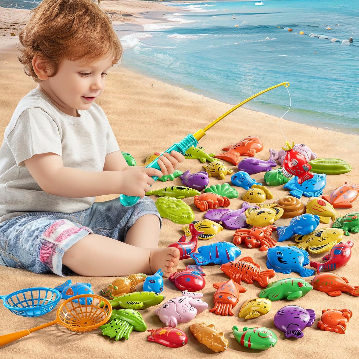 Juego de Pesca Magnética JUKUDAHU 51 Piezas para Niños 3-8 Años