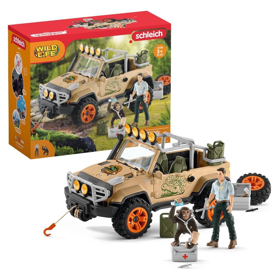 Set de Juego Schleich Chimpancé y Jeep Aventura 16 Piezas