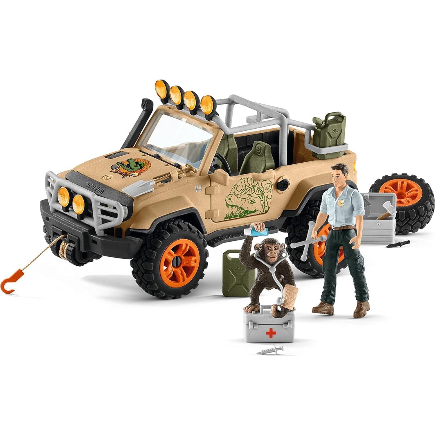 Set de Juego Schleich Chimpancé y Jeep Aventura 16 Piezas