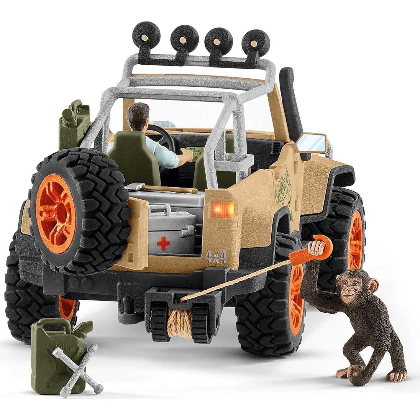 Set de Juego Schleich Chimpancé y Jeep Aventura 16 Piezas