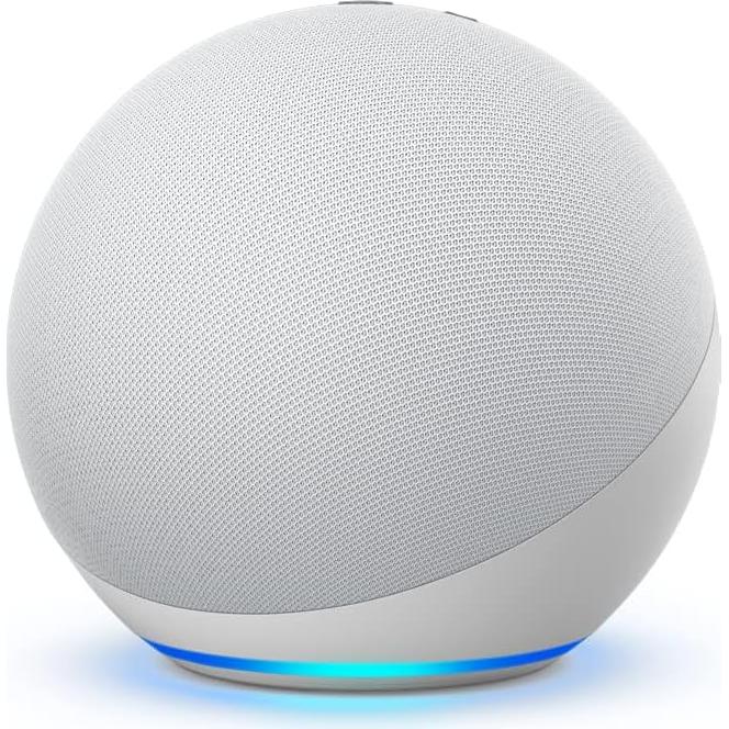 Like-New Amazon Echo (newest model), Alexa speaker with premium sound, Ideal for large bedrooms, living rooms and kitchens, Glacier White