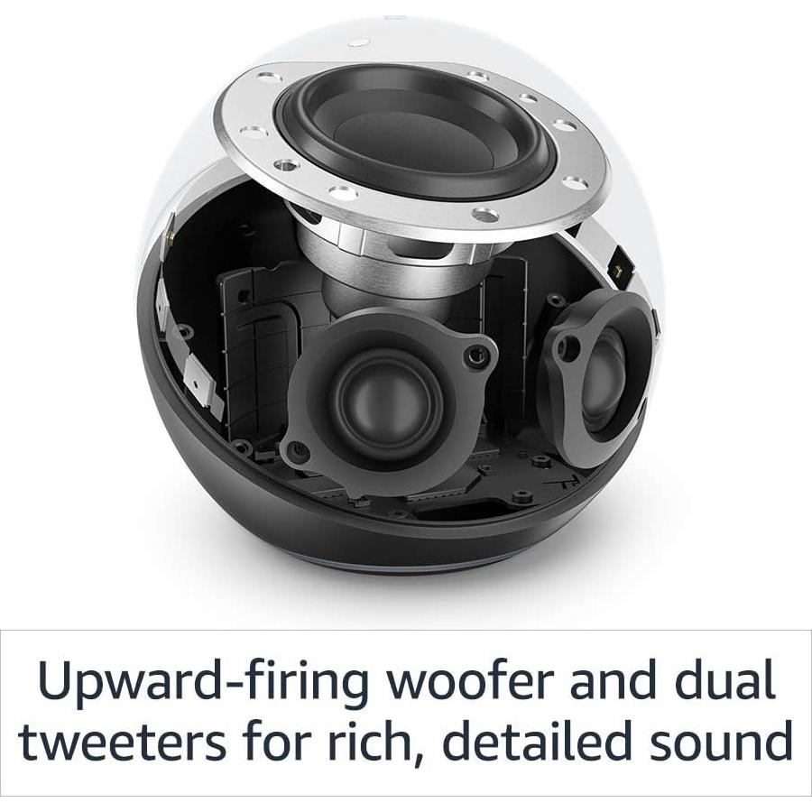 Like-New Amazon Echo (newest model), Alexa speaker with premium sound, Ideal for large bedrooms, living rooms and kitchens, Glacier White