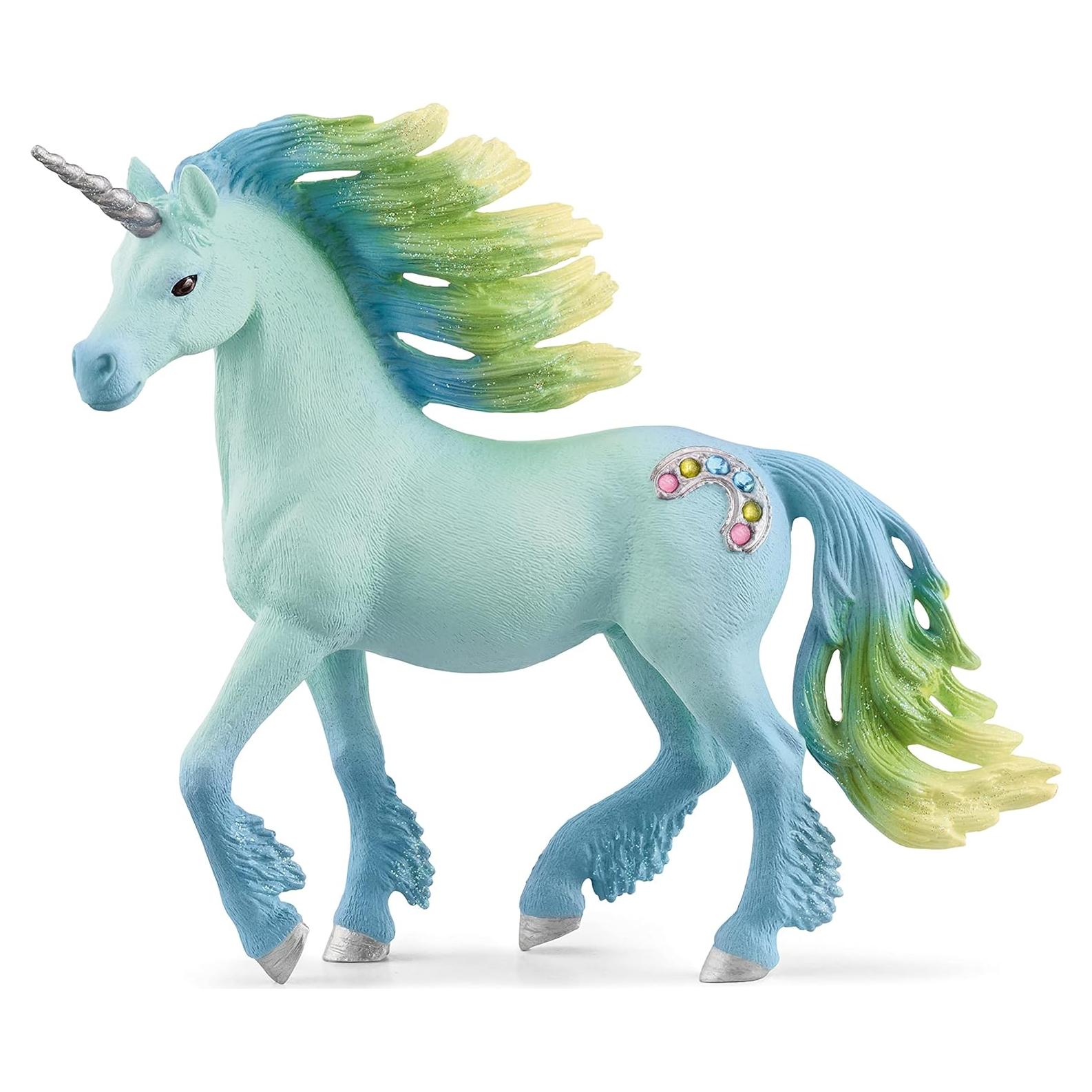 Unicornio Malvavisco Schleich 70722 Azul y Verde 13.7 cm