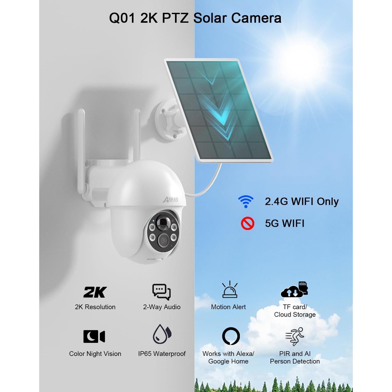 Cámara de Seguridad ANRAN Solar 2K Inalámbrica IP65