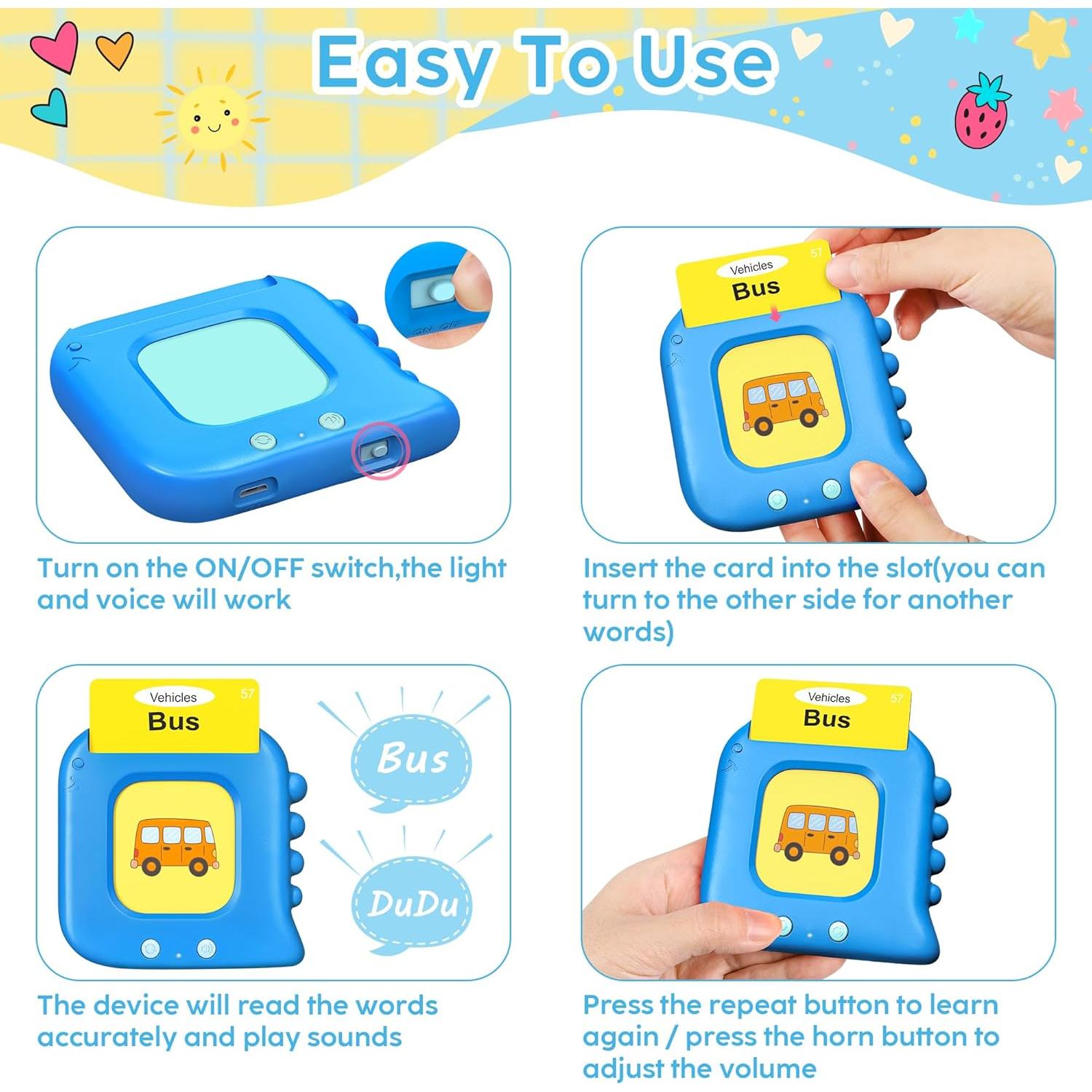 Tarjetas Flash Hablantes Kuovei para Niños 240 Palabras