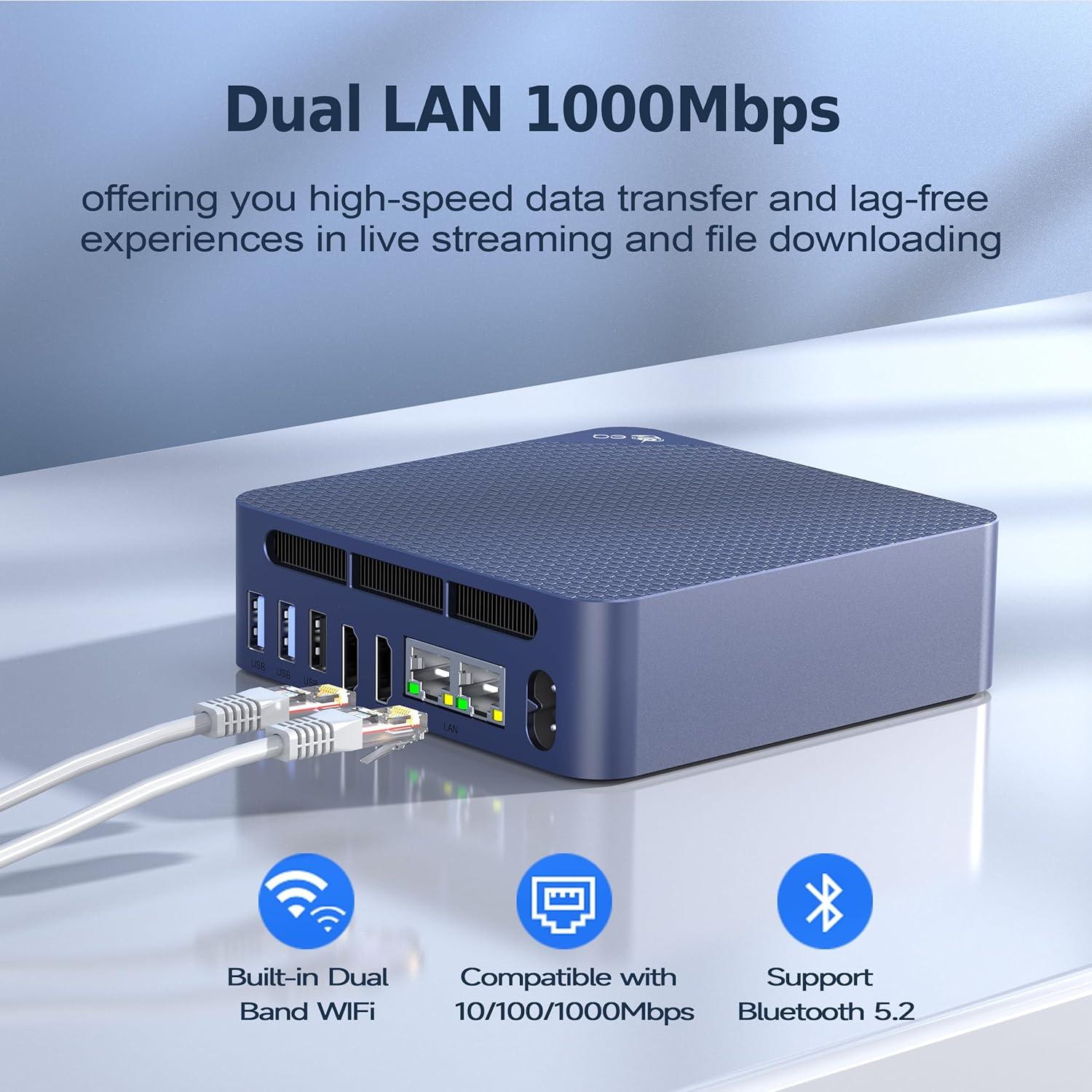 Mini PC Beelink EQ14 N150, 16GB RAM, 500GB SSD, 4K