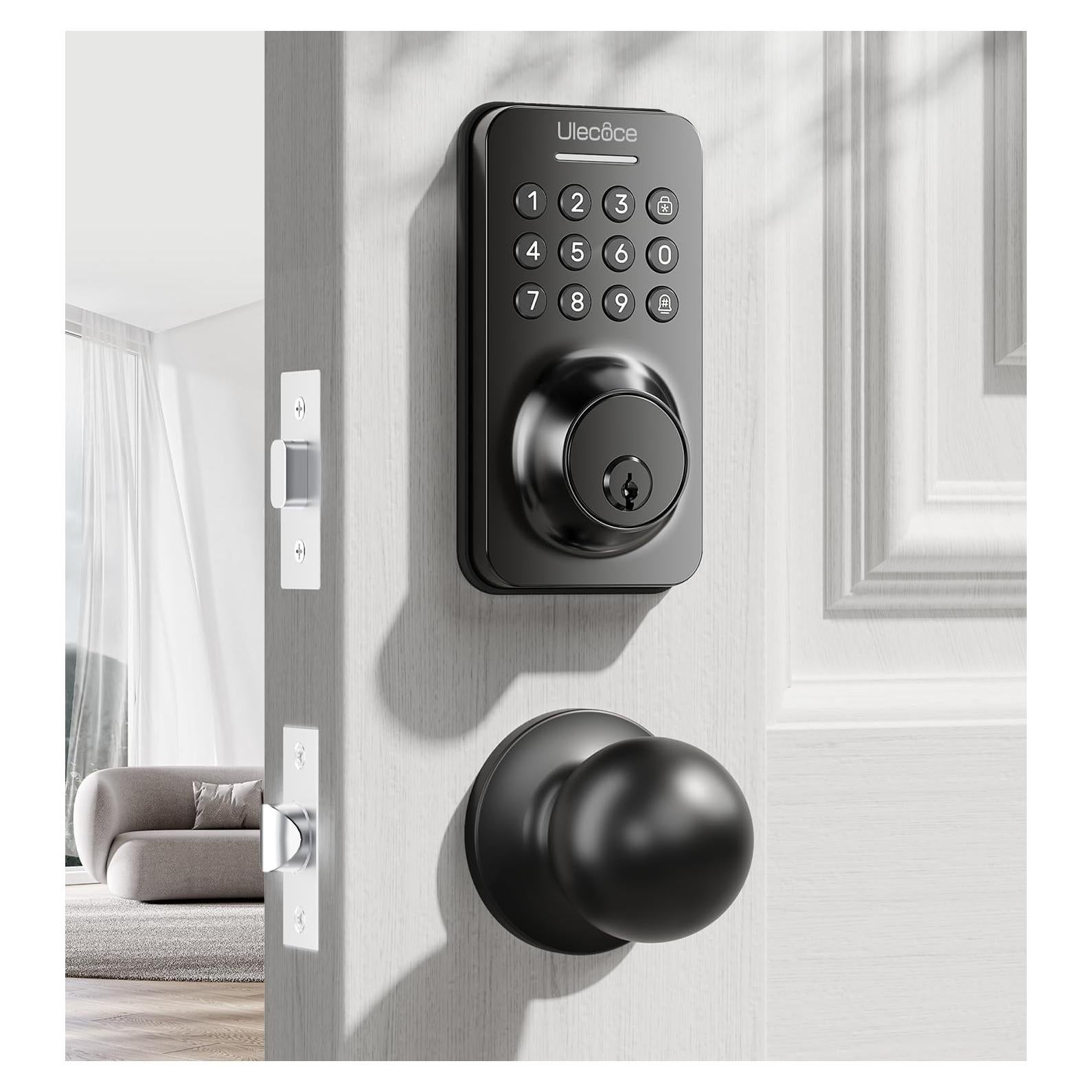 Cerradura de puerta sin llave Ulecoce U18R-B con teclado negro