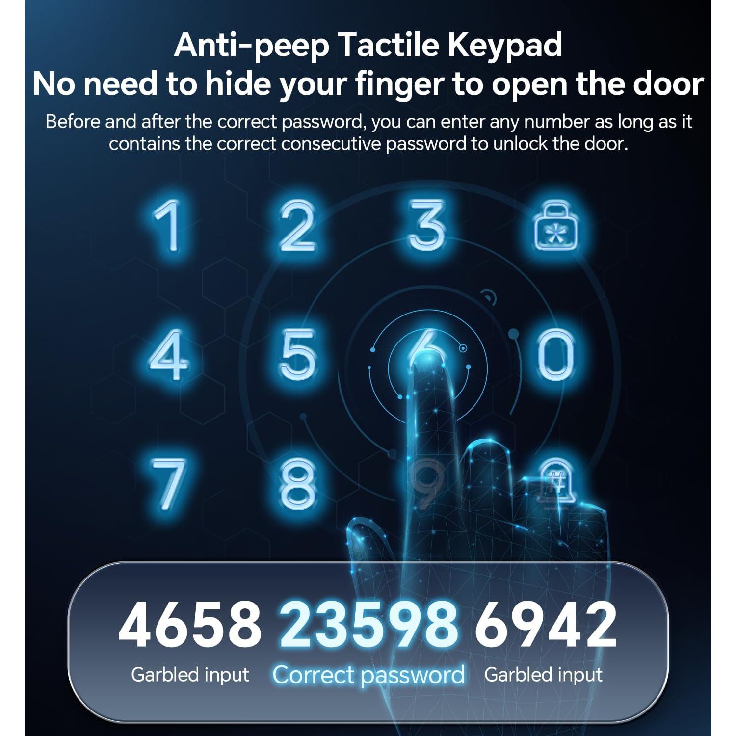 Cerradura de puerta sin llave Ulecoce U18R-B con teclado negro