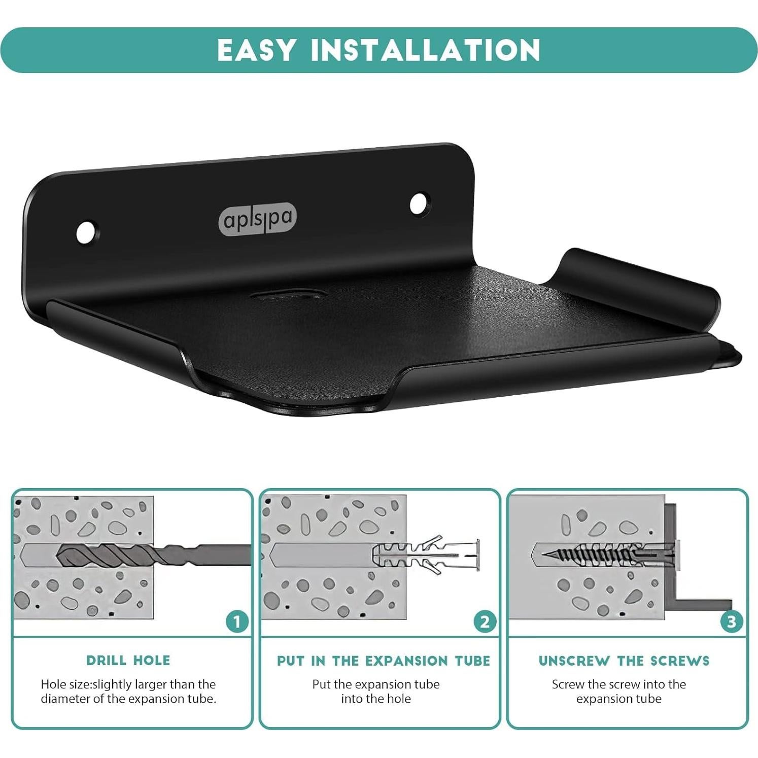 Estante de Pared Aplspa Montaje en Pared 14.99x11.99cm Negro