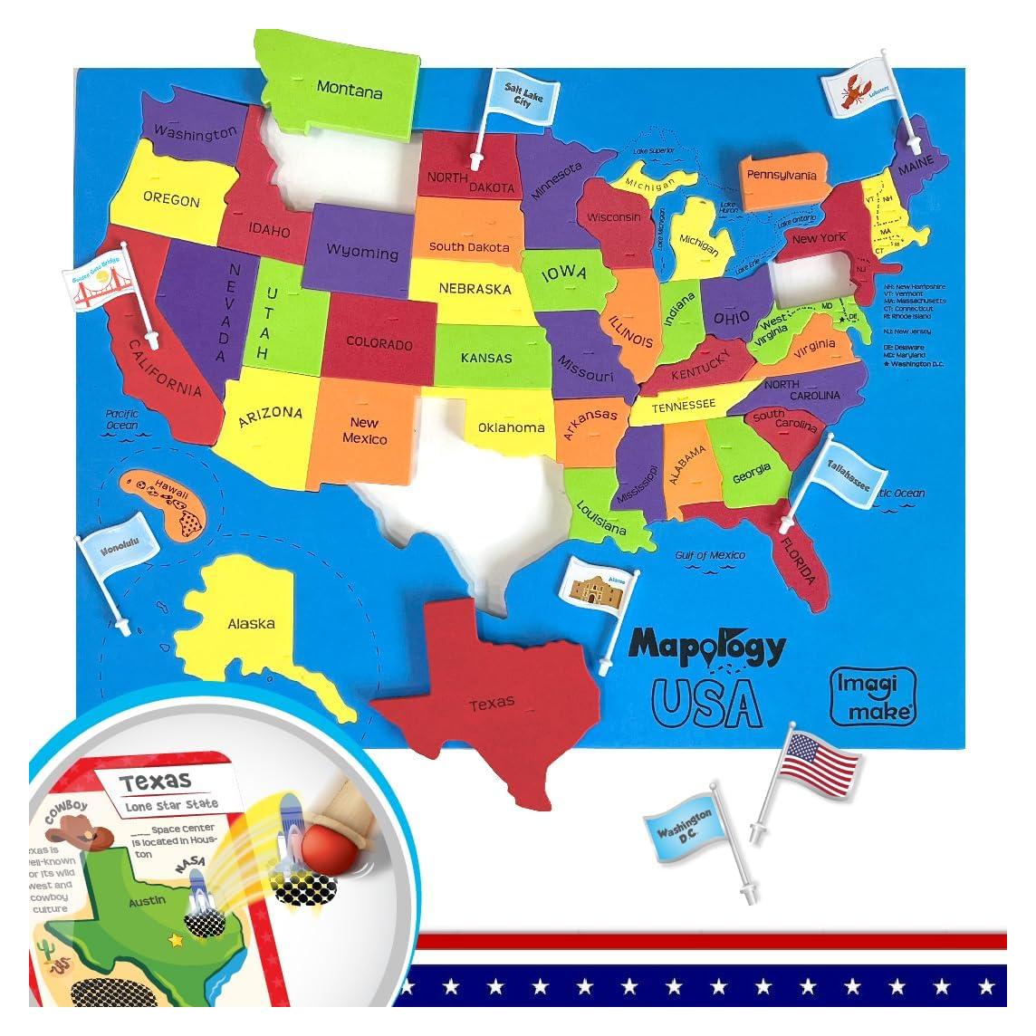 Rompecabezas Mapología EE. UU. Imagimake 50 Piezas Educativo