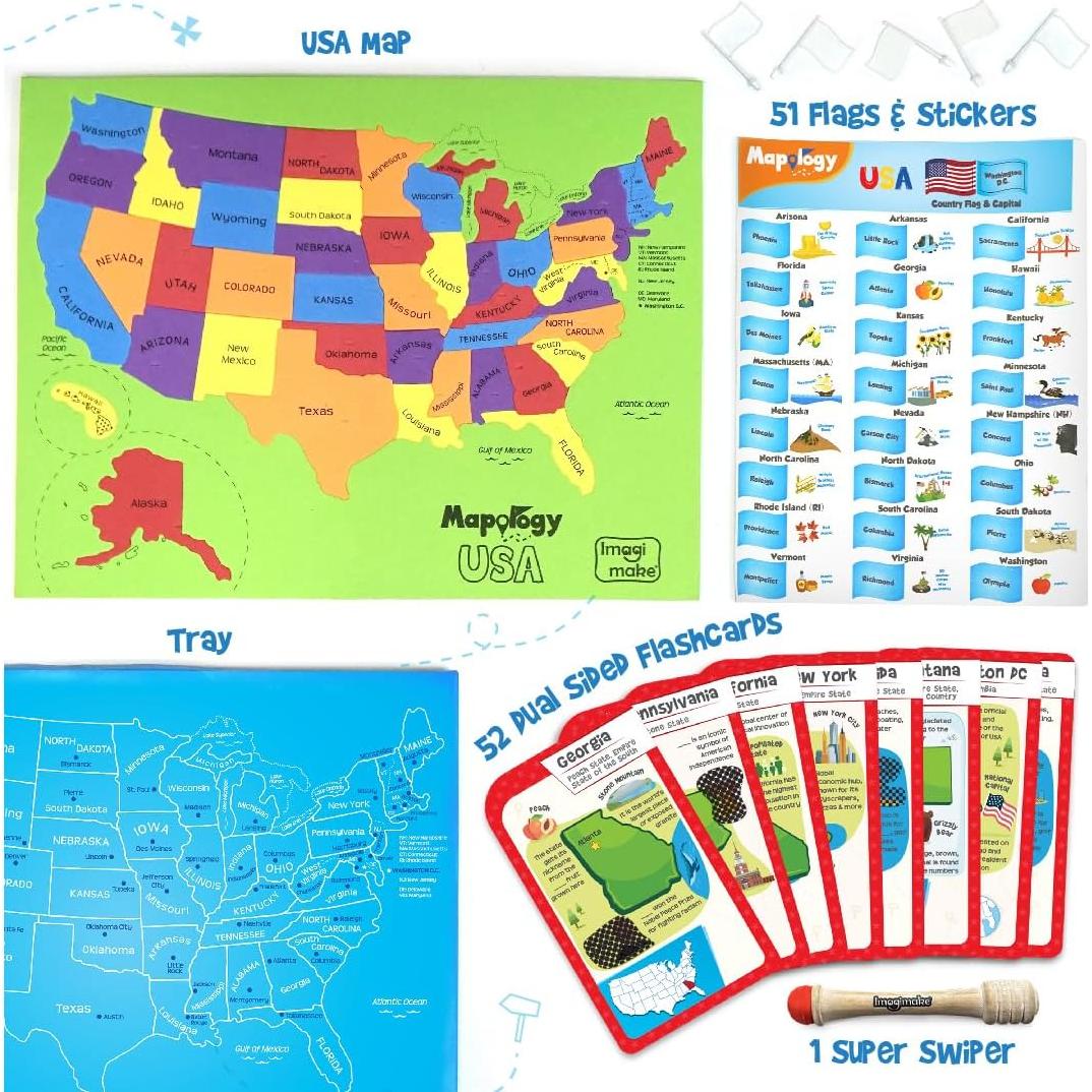 Rompecabezas Mapología EE. UU. Imagimake 50 Piezas Educativo