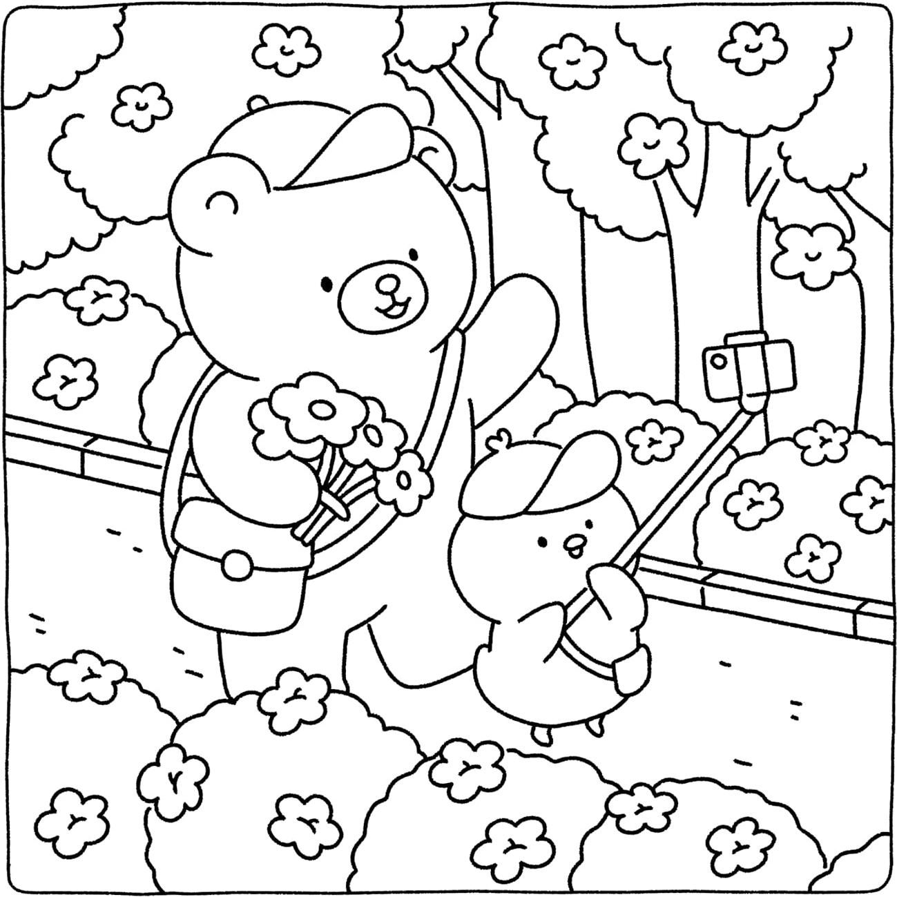 Gummy & Pecky: Super Cute Coloring Book for Adults and Teens about Besties and Their Heartwarming Adventures