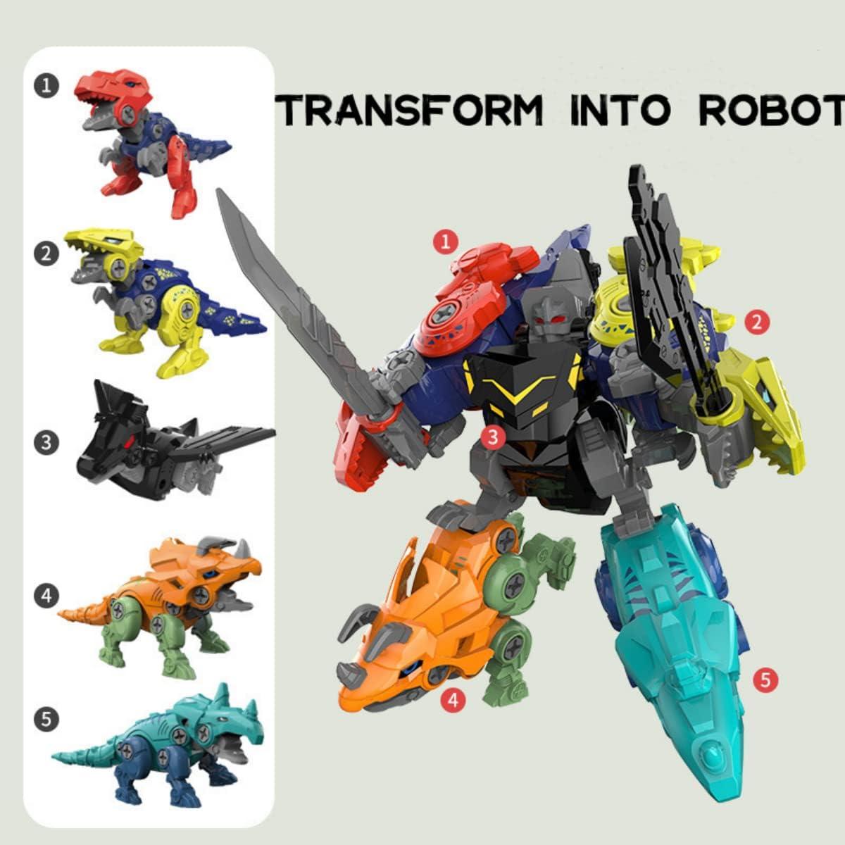Robot Transformador Dinosaurio 5 en 1 Rockclo Juguete DIY
