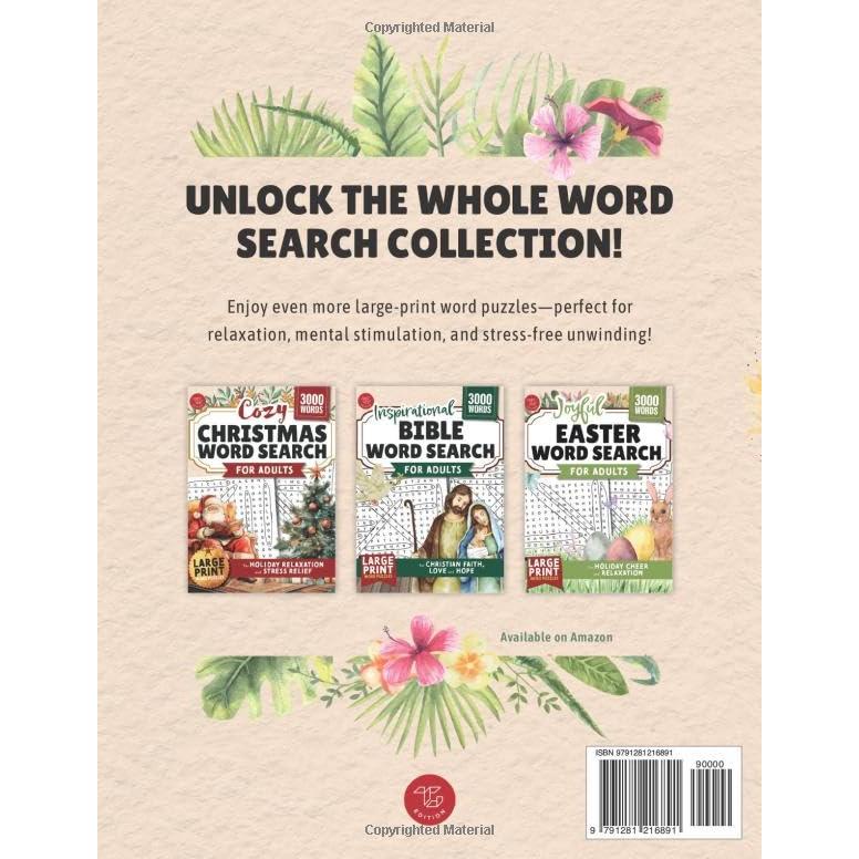 Relaxing Summer Word Search for Adults: Large Print Word Puzzles for Stress Relief and Beachside Relaxation (Word Find Books For Adults)