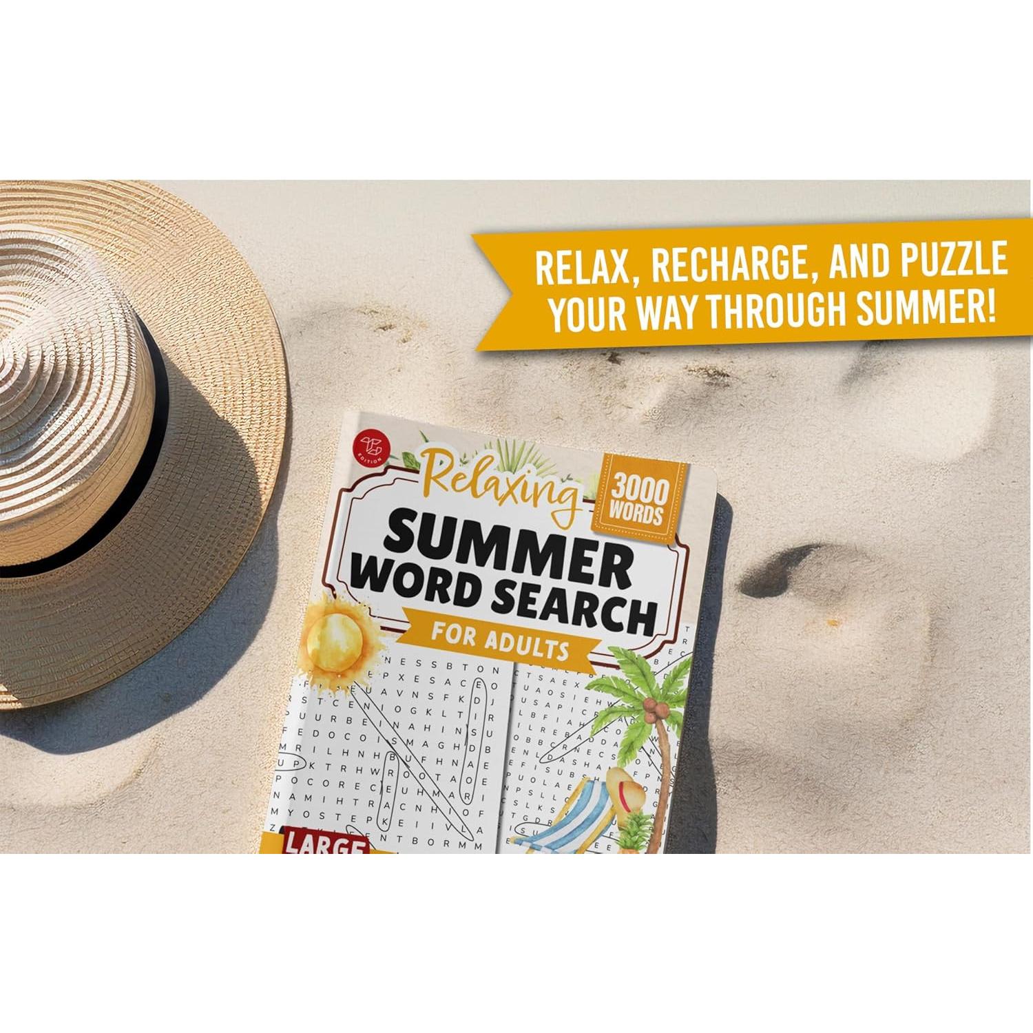 Relaxing Summer Word Search for Adults: Large Print Word Puzzles for Stress Relief and Beachside Relaxation (Word Find Books For Adults)