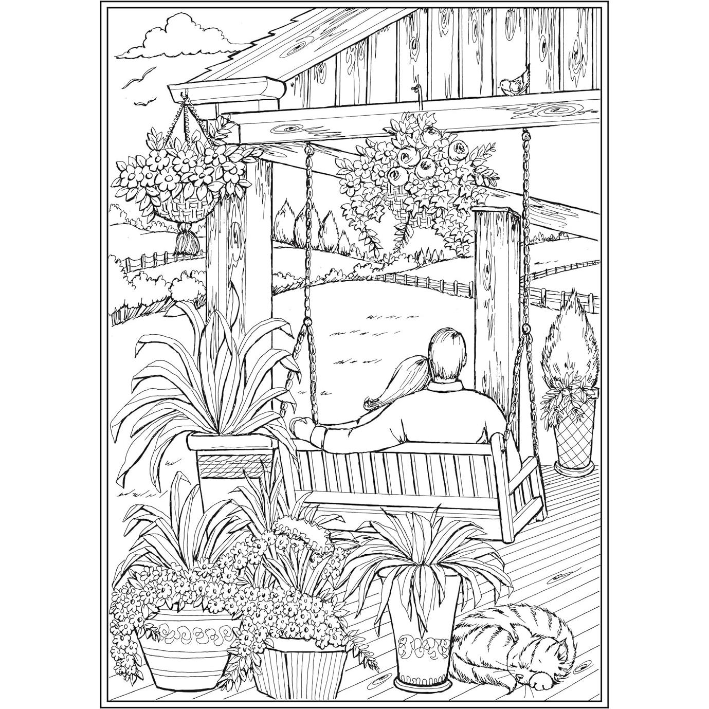 Adult Coloring Romantic Country Scenes Coloring Book (Adult Coloring Books: In The Country)