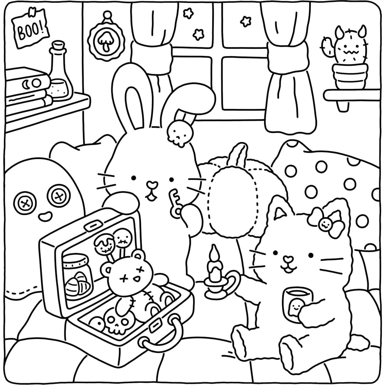 Spooky Fuzzy: Cute Creepy Coloring Book for Adults and Teens for Relaxation (Fuzzy Friends Coloring)