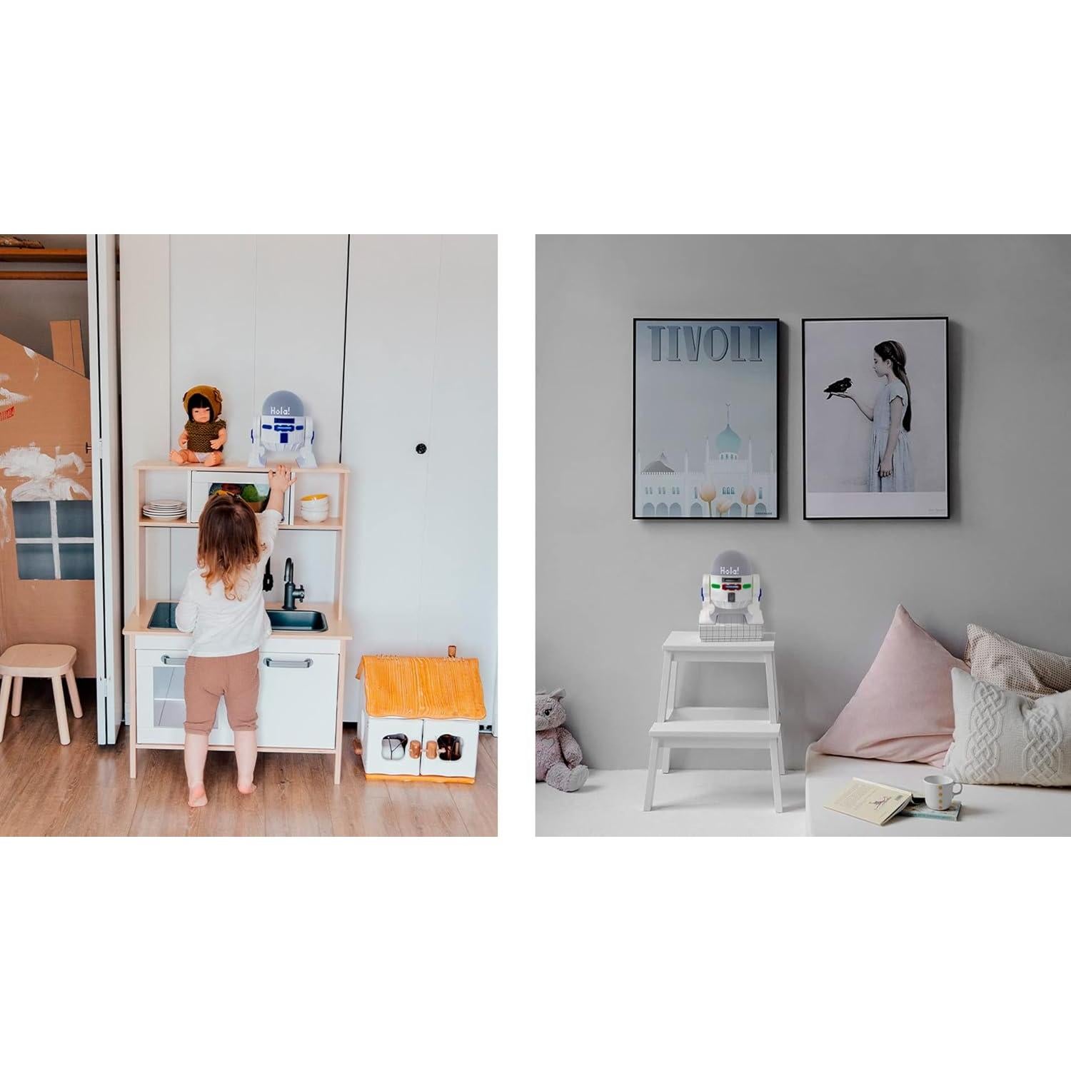 Soporte de Altavoz Rus-T1 para Alexa y Google Home - Blanco/Azul