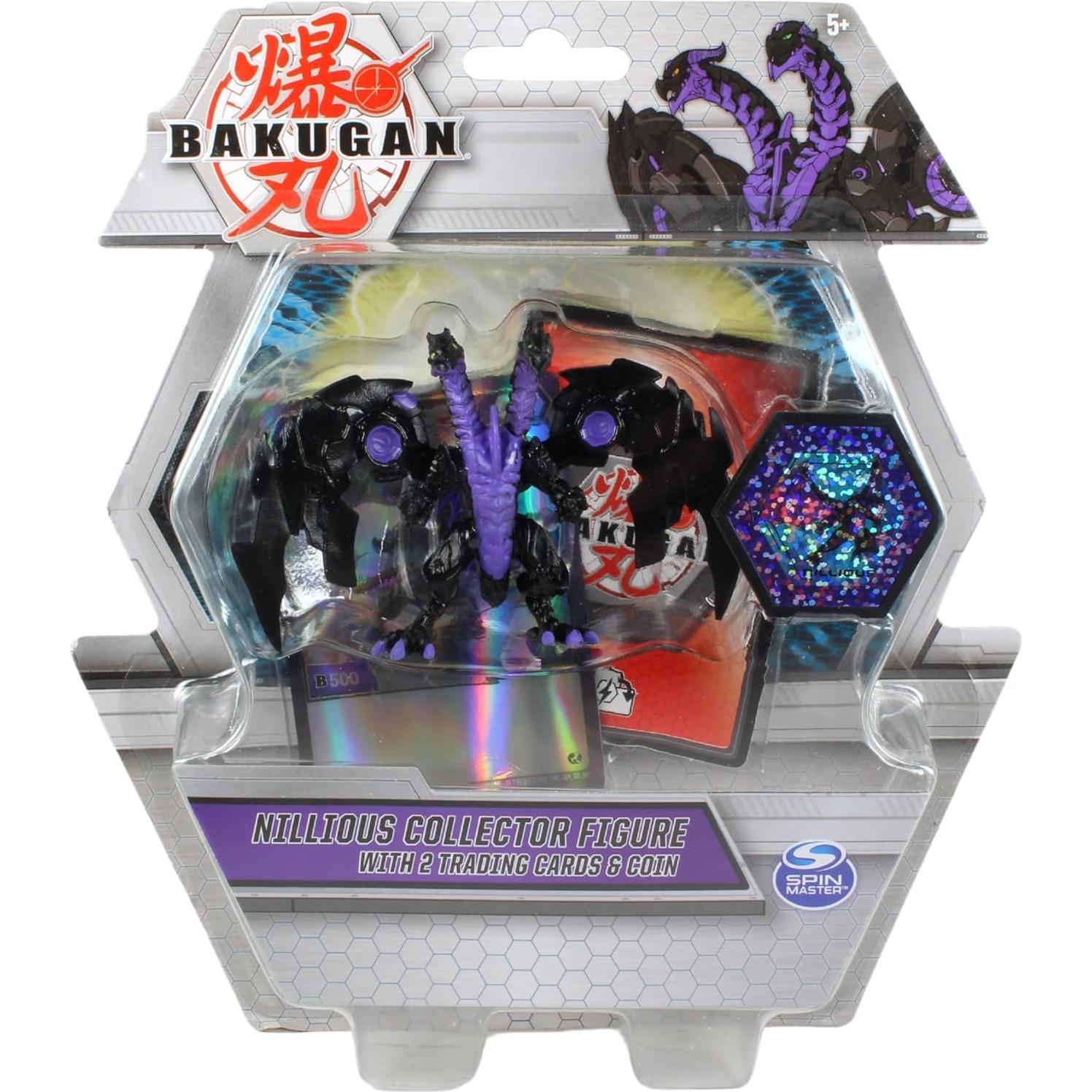 Figuras de Colección Deluxe Bakugan Trox, Nillious, Dragonoid y Hydorous - Set de 4 con Tarjetas y Moneda