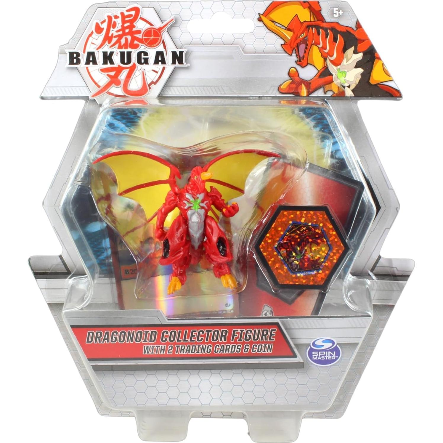 Figuras de Colección Deluxe Bakugan Trox, Nillious, Dragonoid y Hydorous - Set de 4 con Tarjetas y Moneda