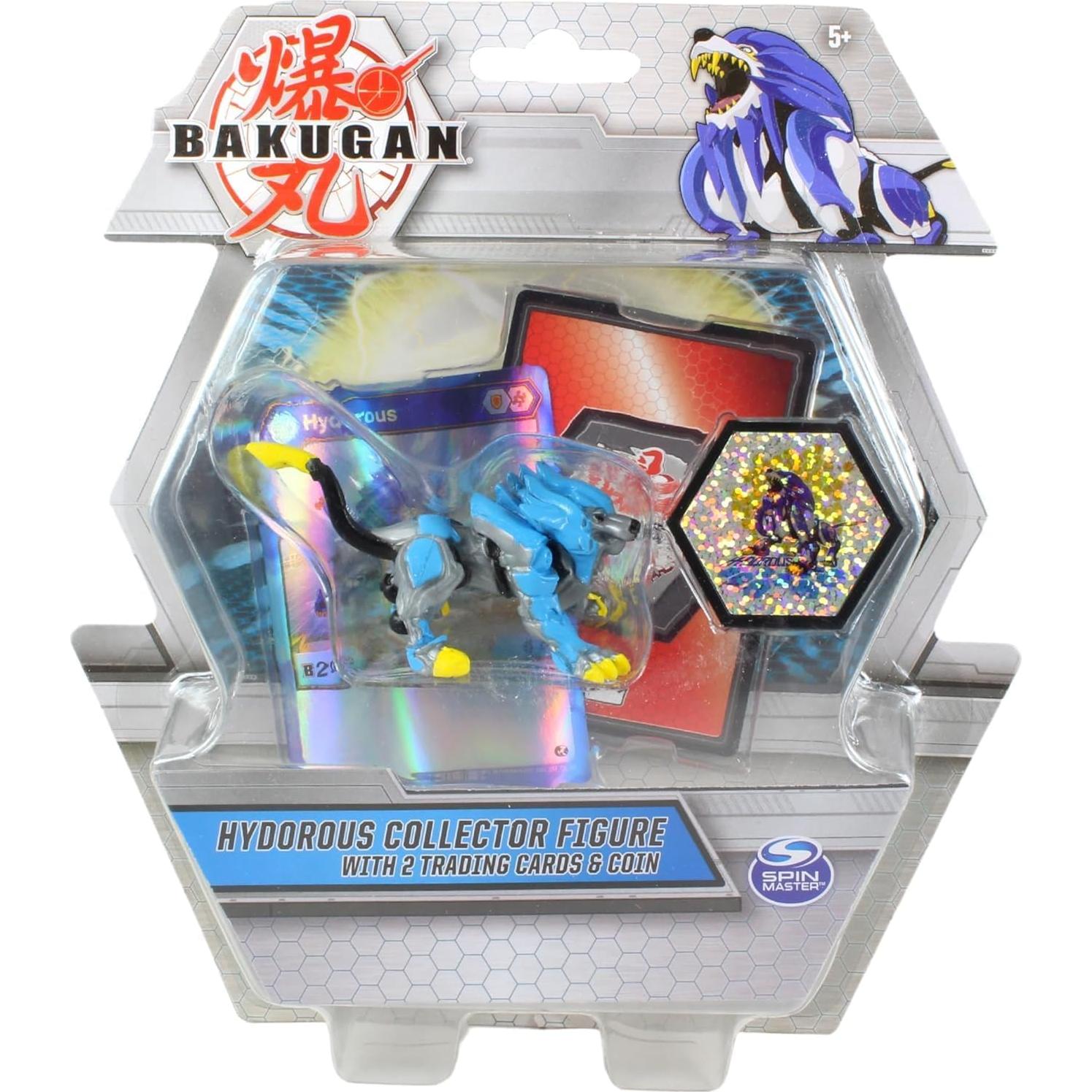 Figuras de Colección Deluxe Bakugan Trox, Nillious, Dragonoid y Hydorous - Set de 4 con Tarjetas y Moneda