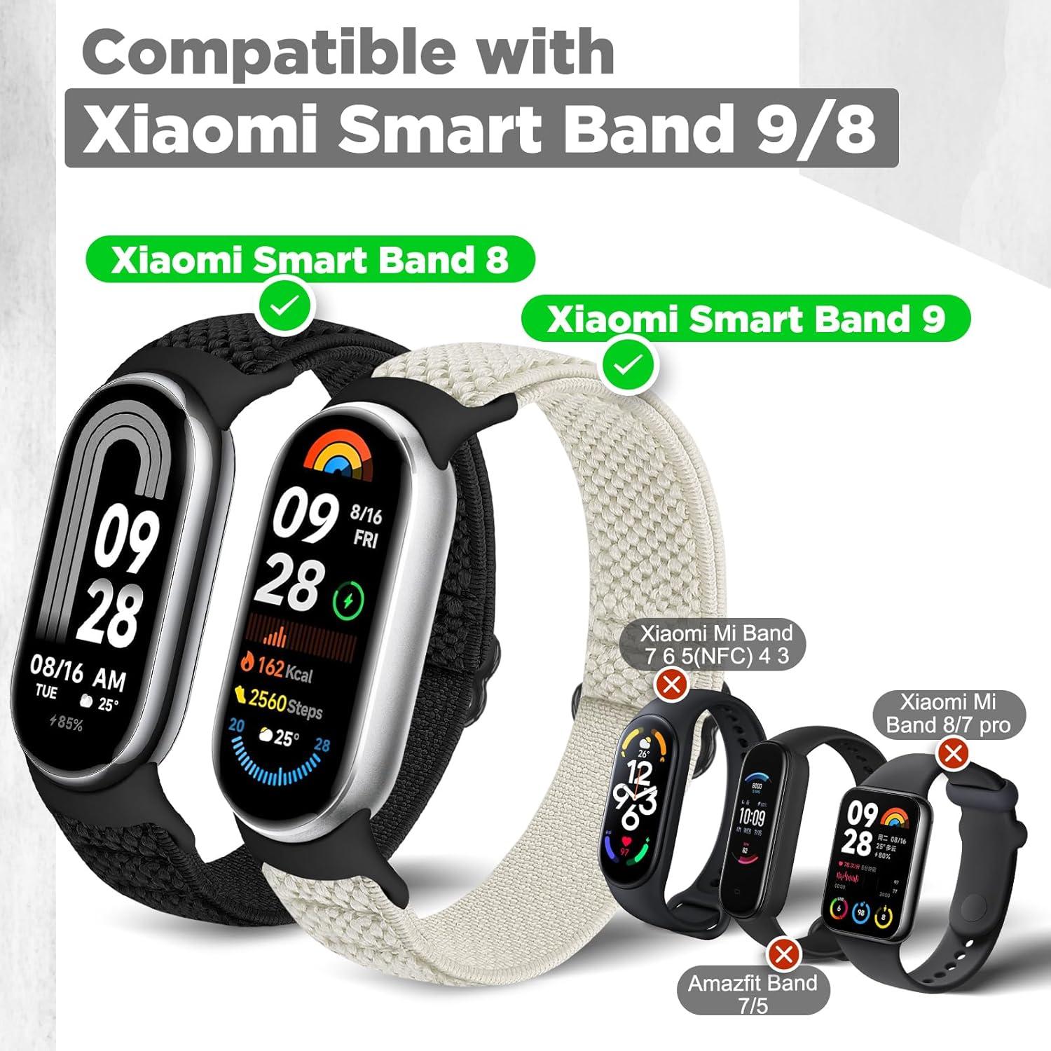 Correa de Nylon Elástico para Xiaomi Smart Band 9/8 - 3 PCS