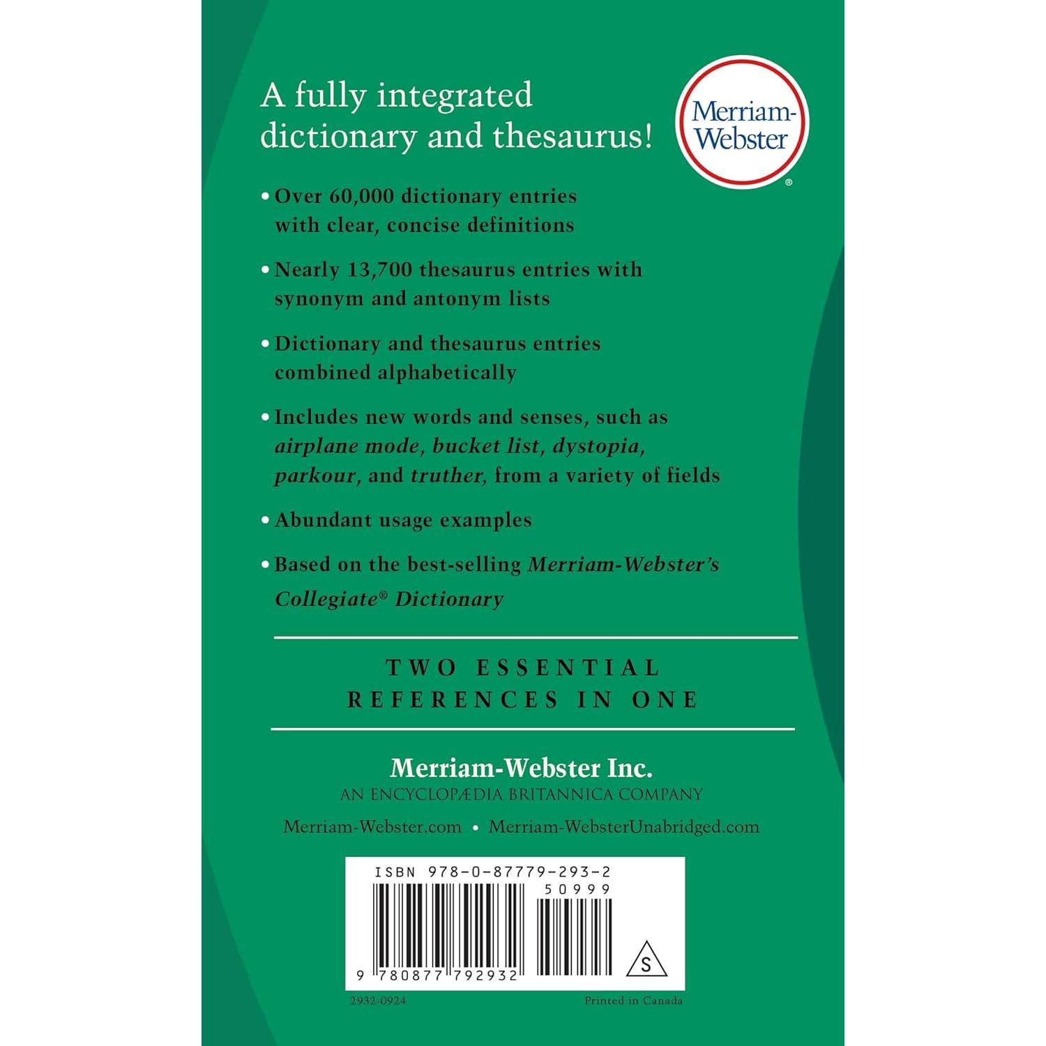 Merriam-Webster's Dictionary and Thesaurus, Mass-Market Paperback