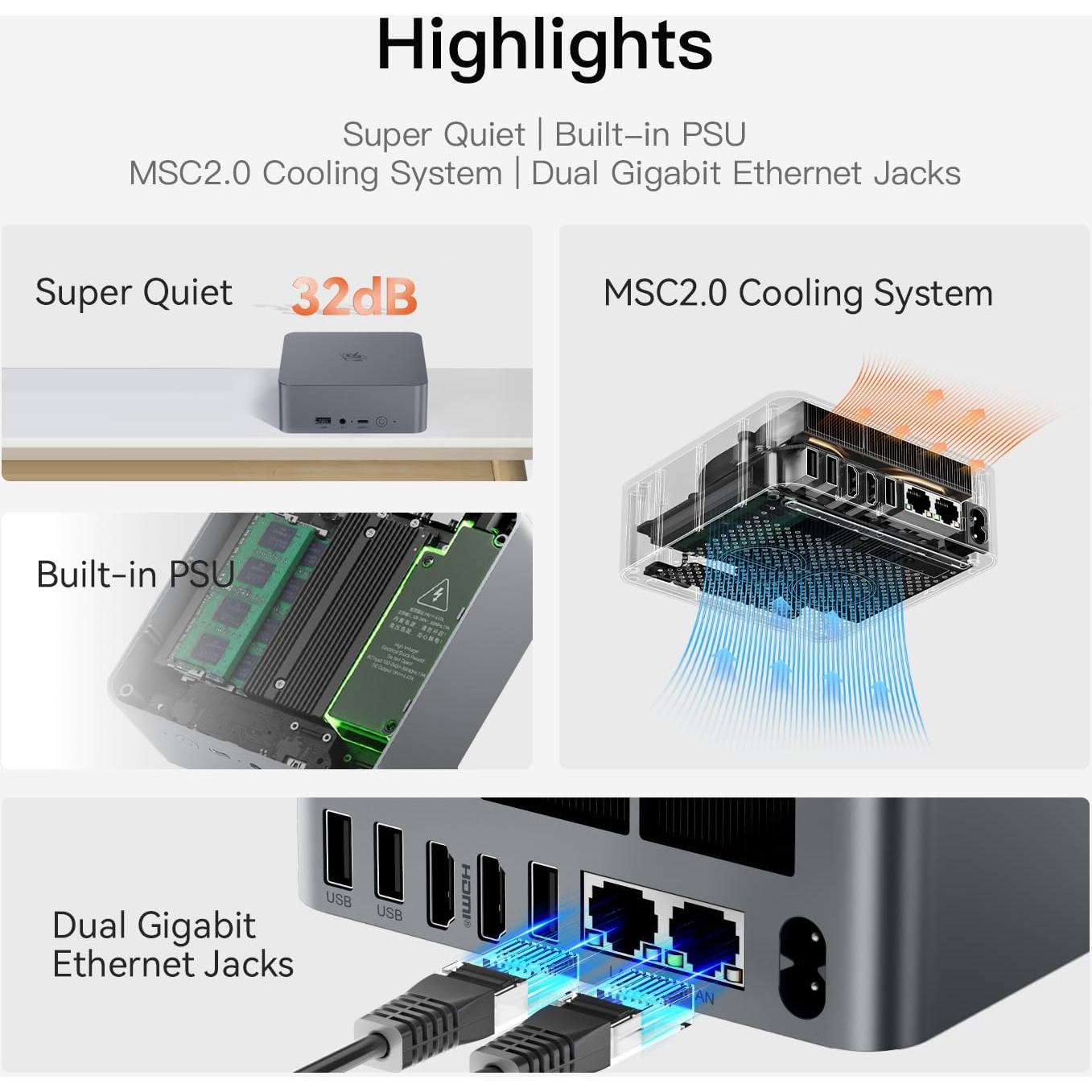 Beelink EQR5 Mini PC AMD Ryzen 7 32GB RAM 500GB SSD