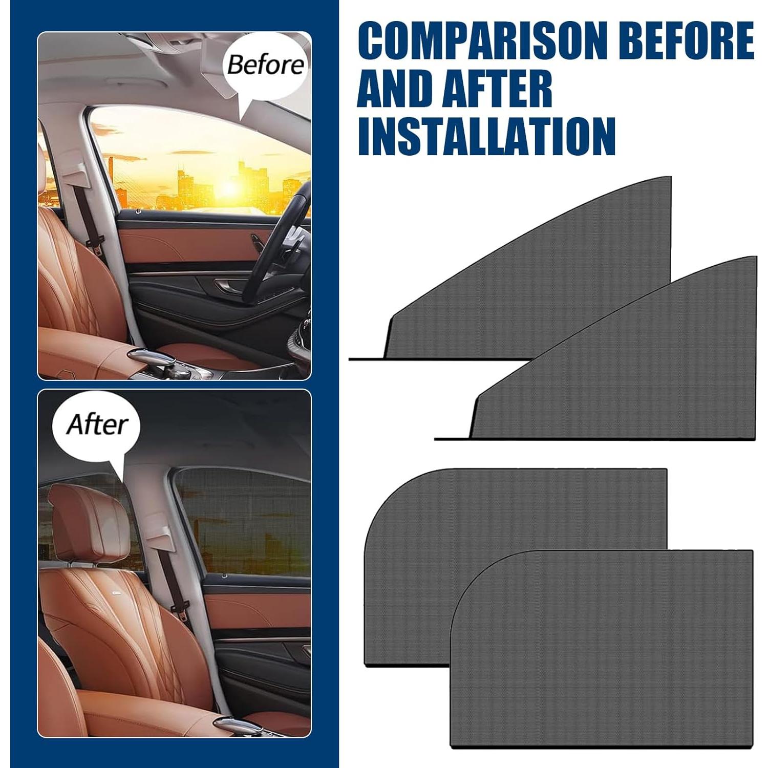 4 Sombrillas para Ventanas de Auto Gunroil UV Plegables 79x53.8cm