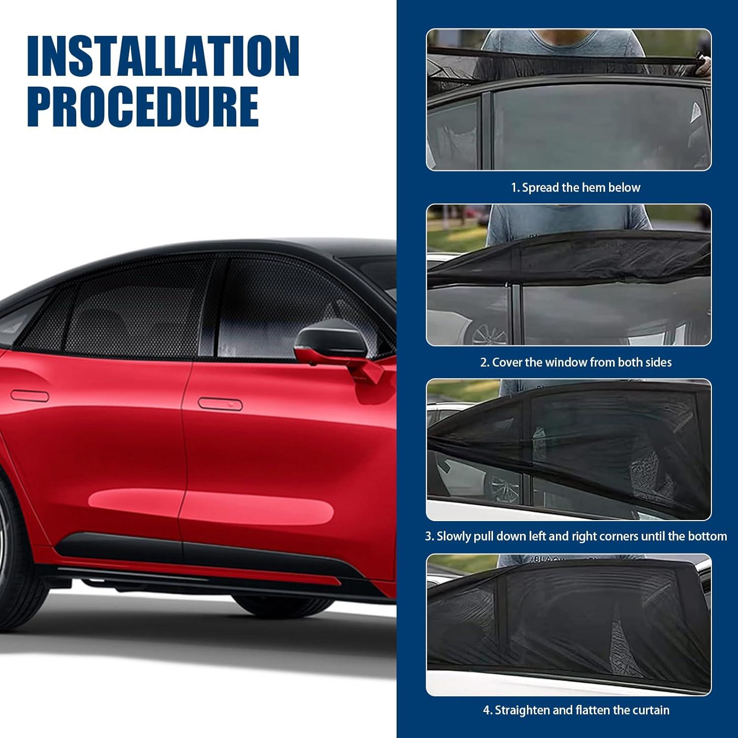 4 Sombrillas para Ventanas de Auto Gunroil UV Plegables 79x53.8cm