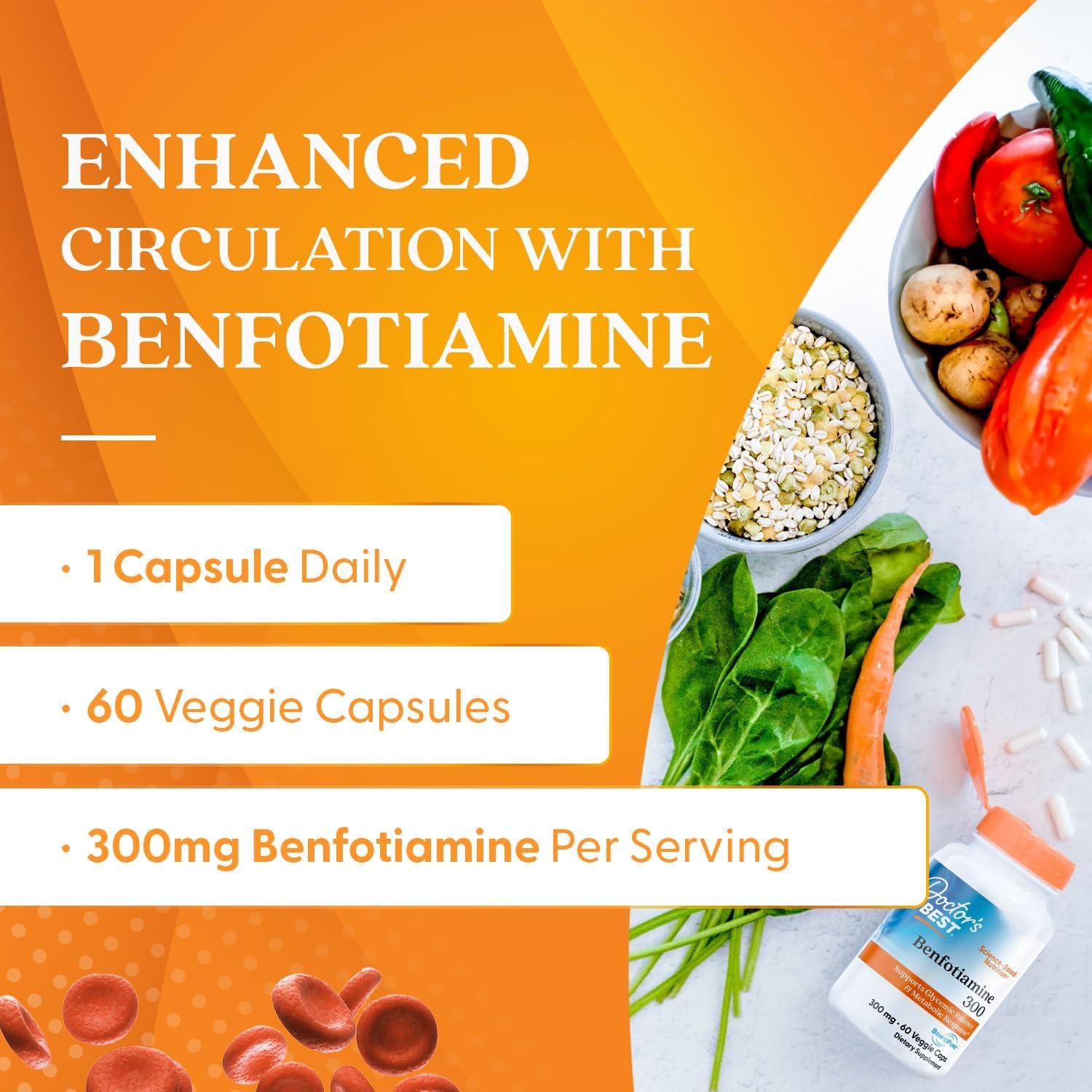 Benfotiamina Doctor's Best 300 mg 60 Cápsulas Veganas
