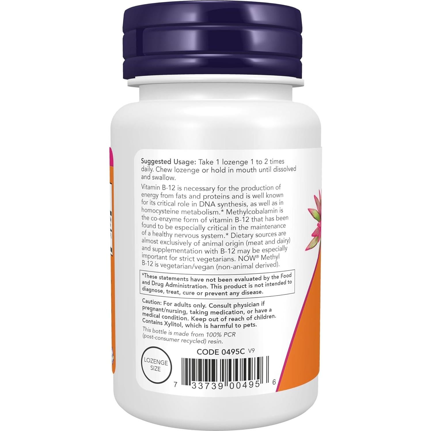 NOW Foods Methyl B-12 1000 mcg Vegano 100 Pastillas