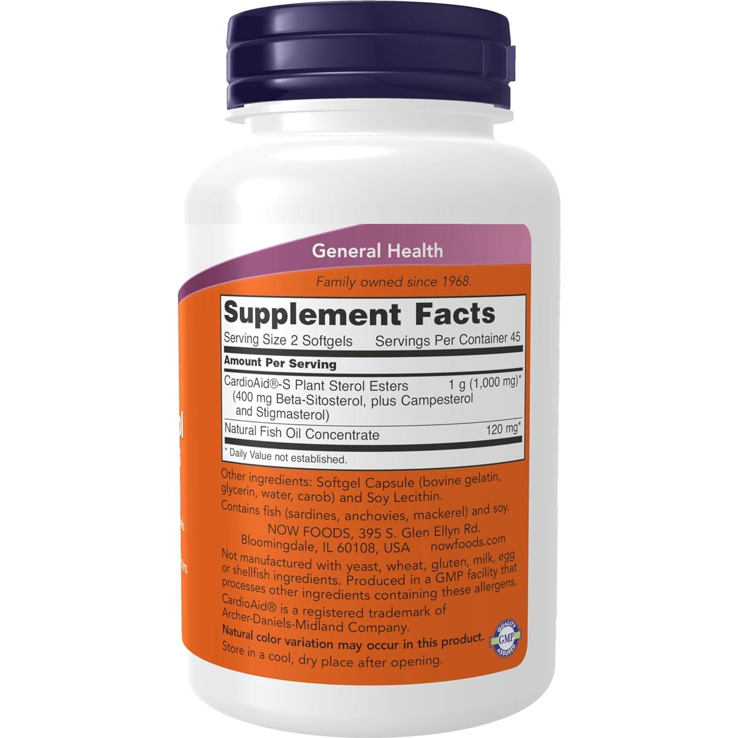 NOW Foods Beta-Sitosterol 1000 mg con Aceite de Pescado 90 Gelatinas