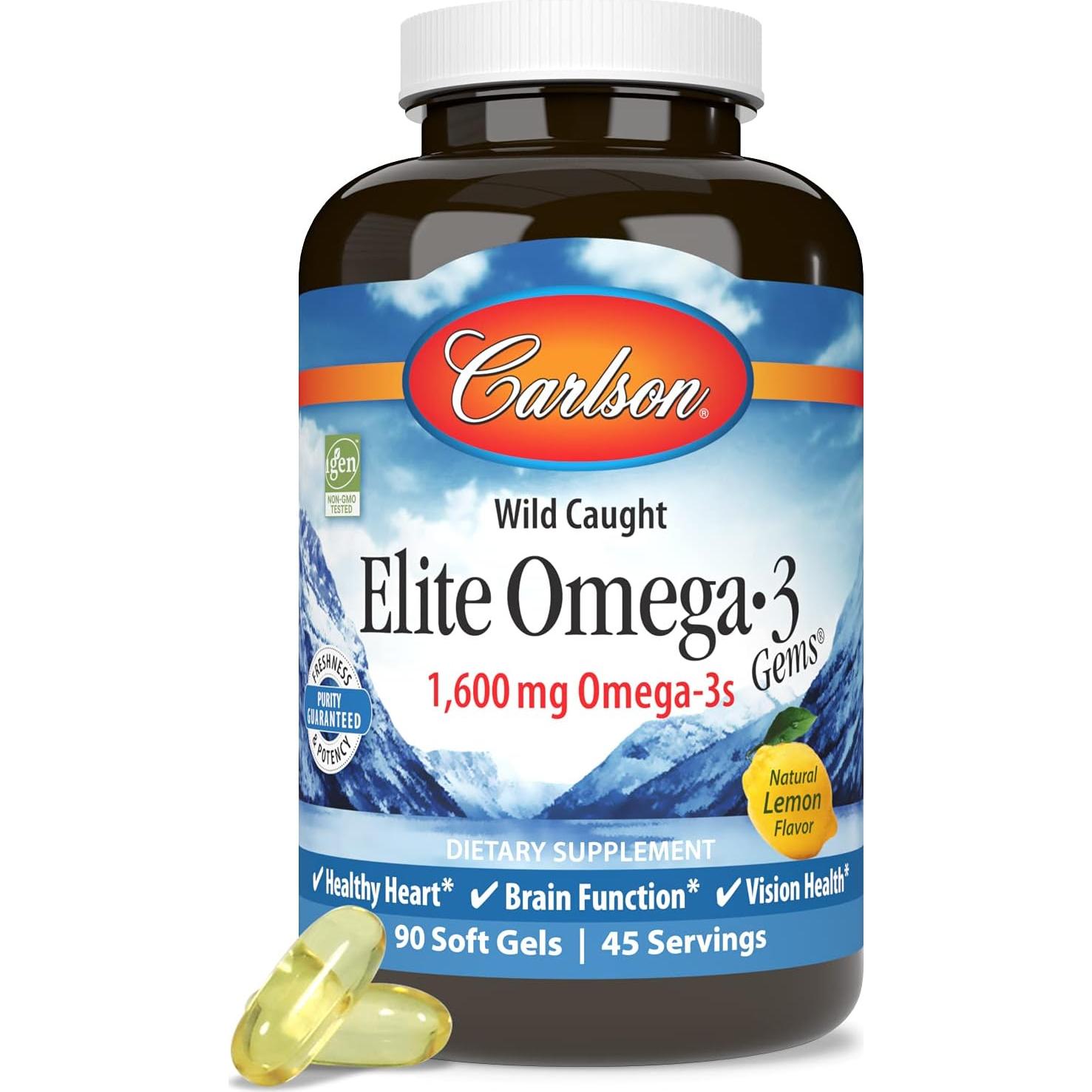 Omega-3 Gems Carlson 1600mg EPA DHA 90 Gelatinas Blandas