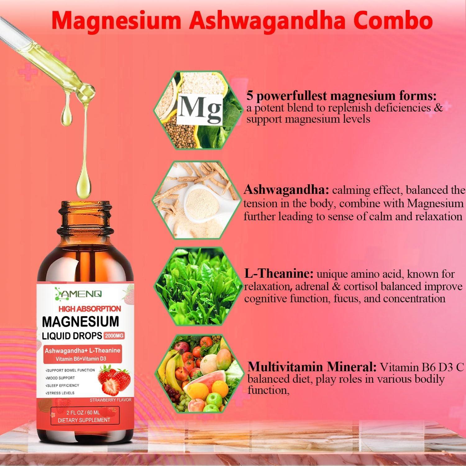 Suplemento Líquido de Cortisol AMENQ 60ml - Magnesio y Ashwagandha