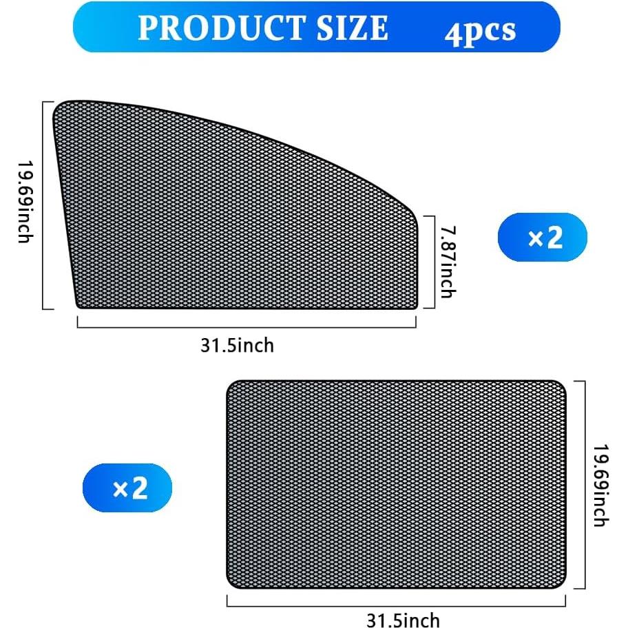Sombrillas para Ventanas de Auto CXCCOI 4Pcs Hilo Carbono