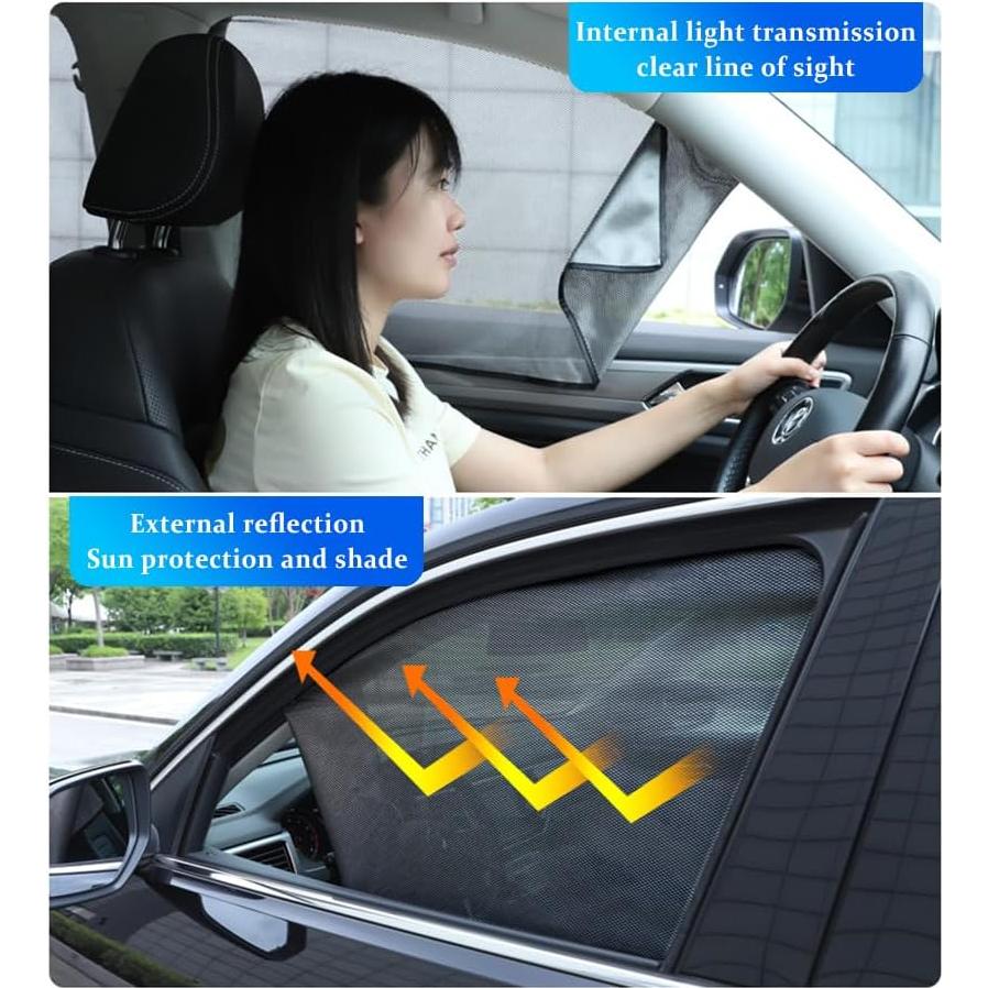 Sombrillas para Ventanas de Auto CXCCOI 4Pcs Hilo Carbono