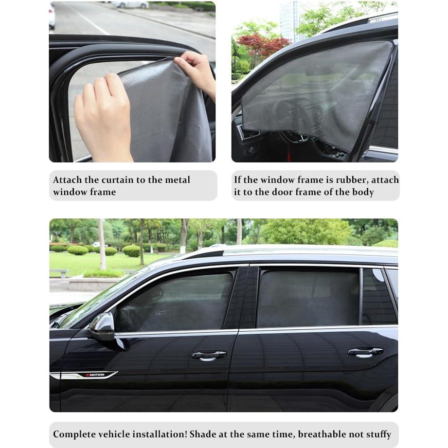 Sombrillas para Ventanas de Auto CXCCOI 4Pcs Hilo Carbono