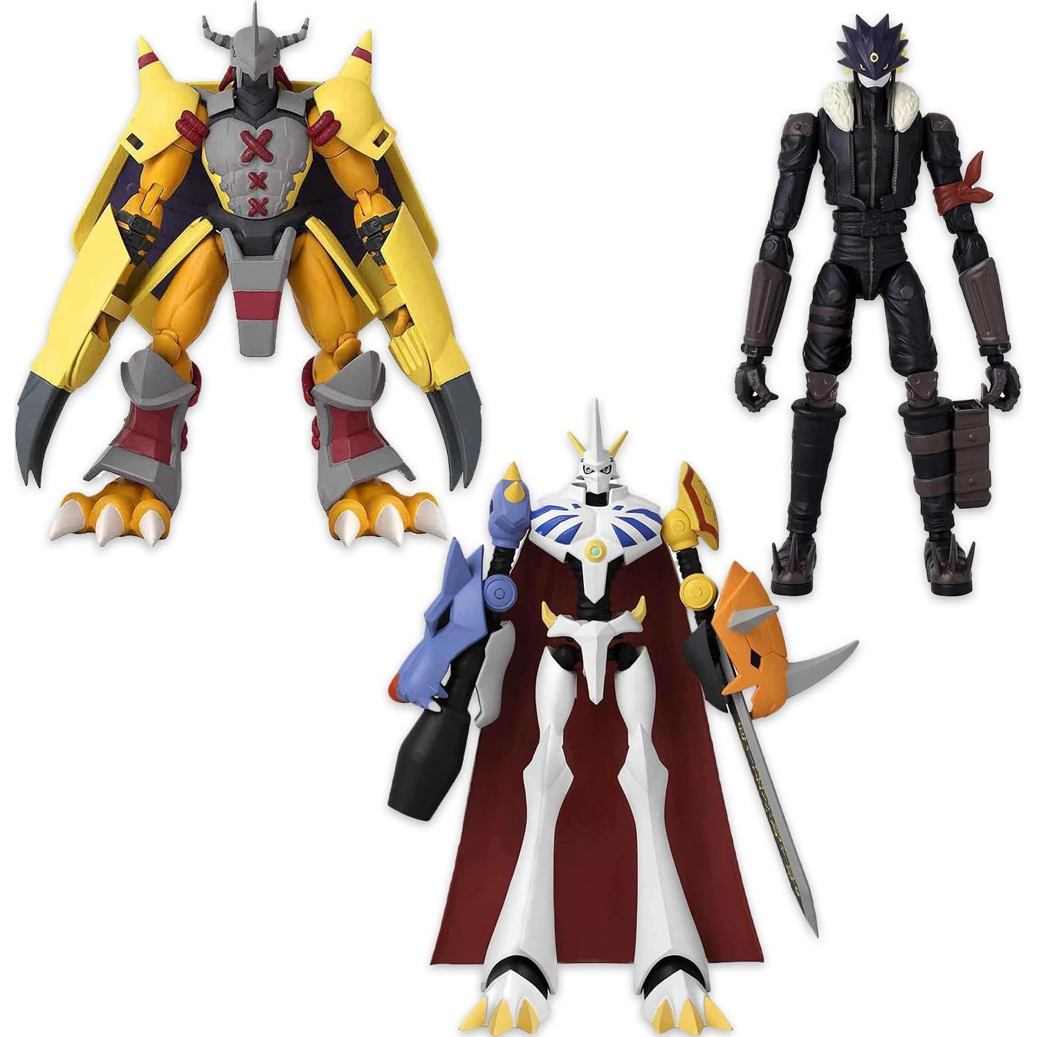 Digimon Action Figures Set - Digimon Action Figure Set Bundle with 3 Anime Heroes Figurines Beelzemon, Omegamon, Wargreymon Plus Stickers | Mini Figures for Kids