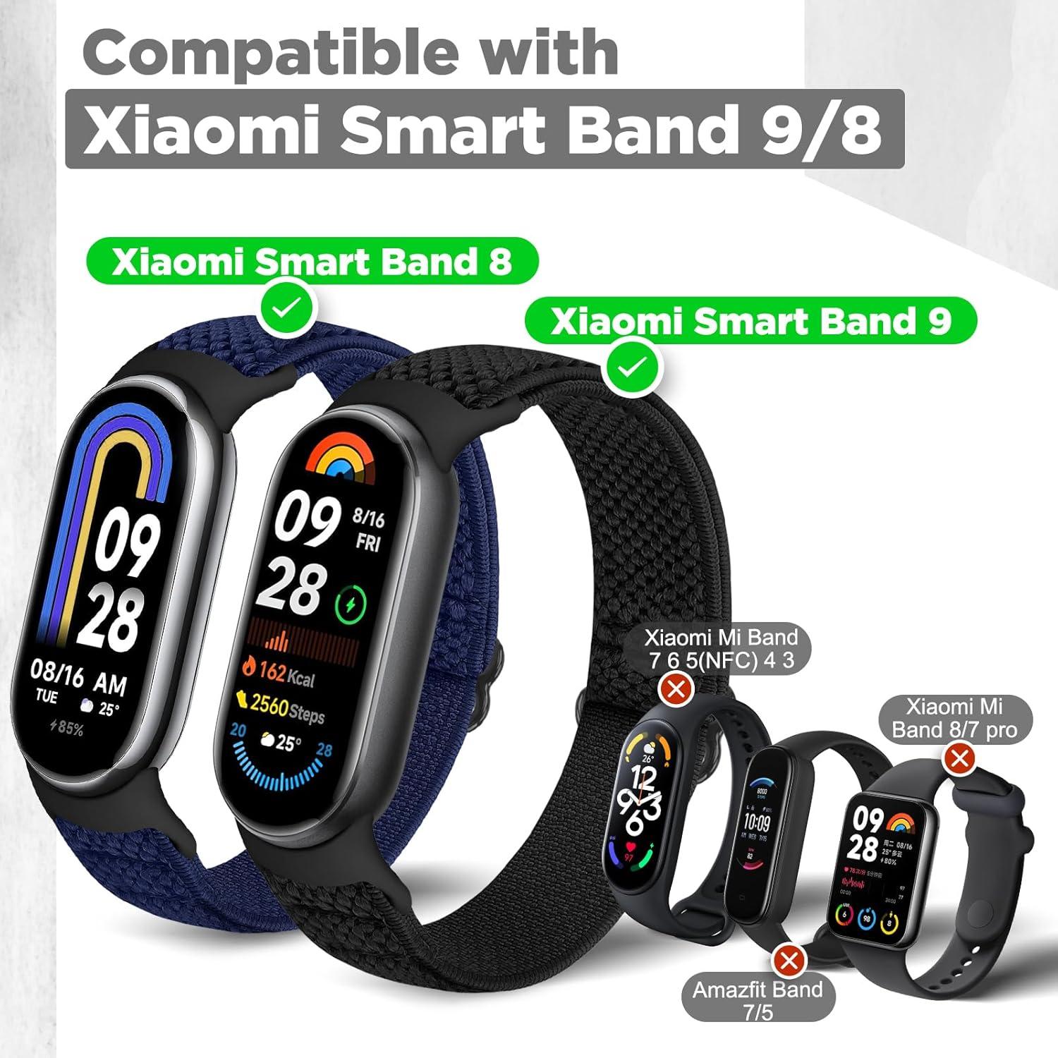 Correas de Nylon Elásticas para Xiaomi Smart Band 9/8 - 3 PCS