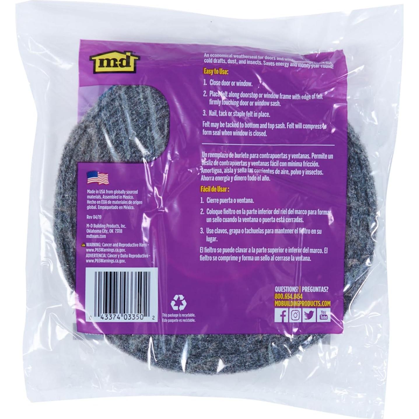 Sellador de Fieltro M-D 5.2 m x 3.2 cm Gris para Puertas y Ventanas