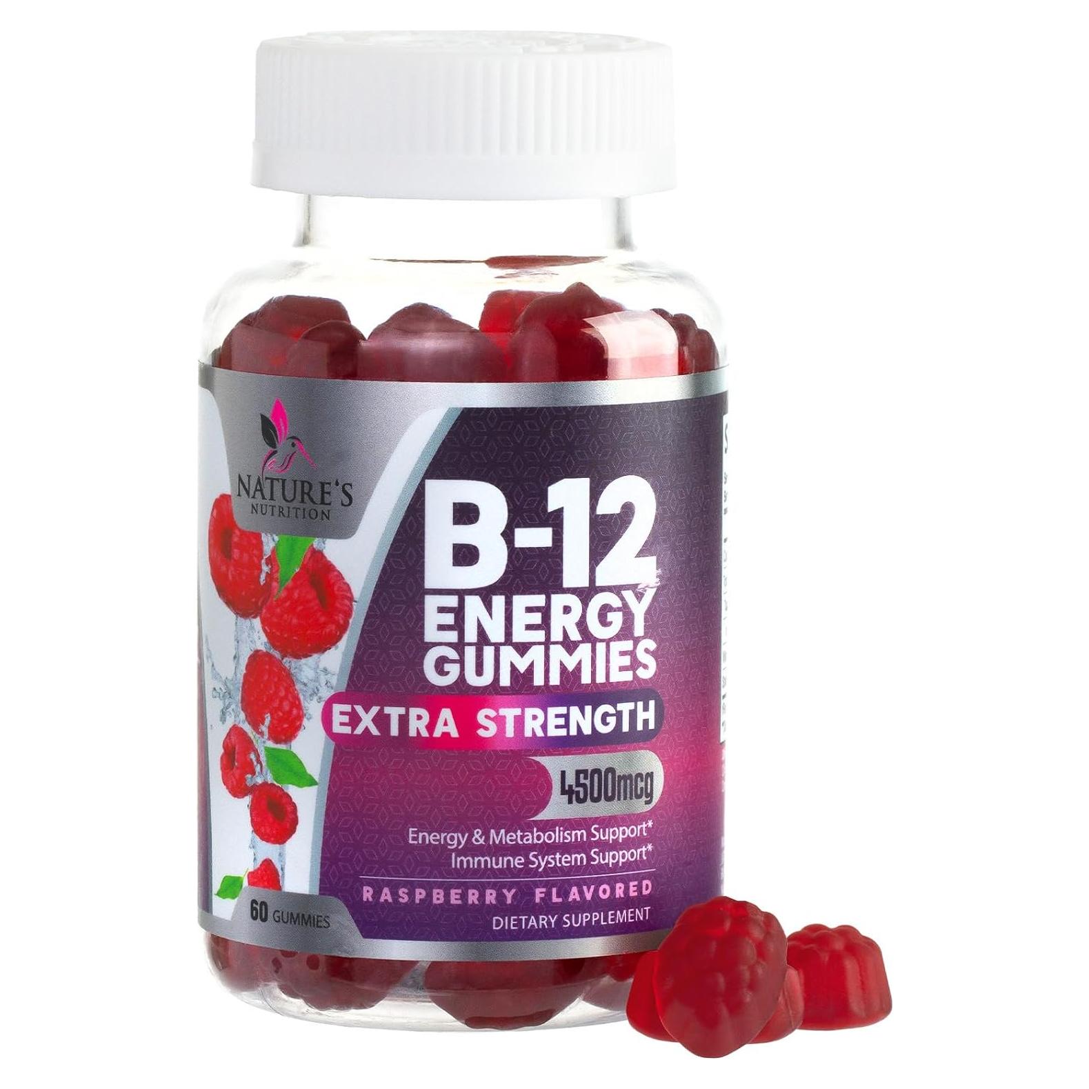 Gomitas de Energía B12 Nature's Nutrition 4500 mcg 60 Unidades