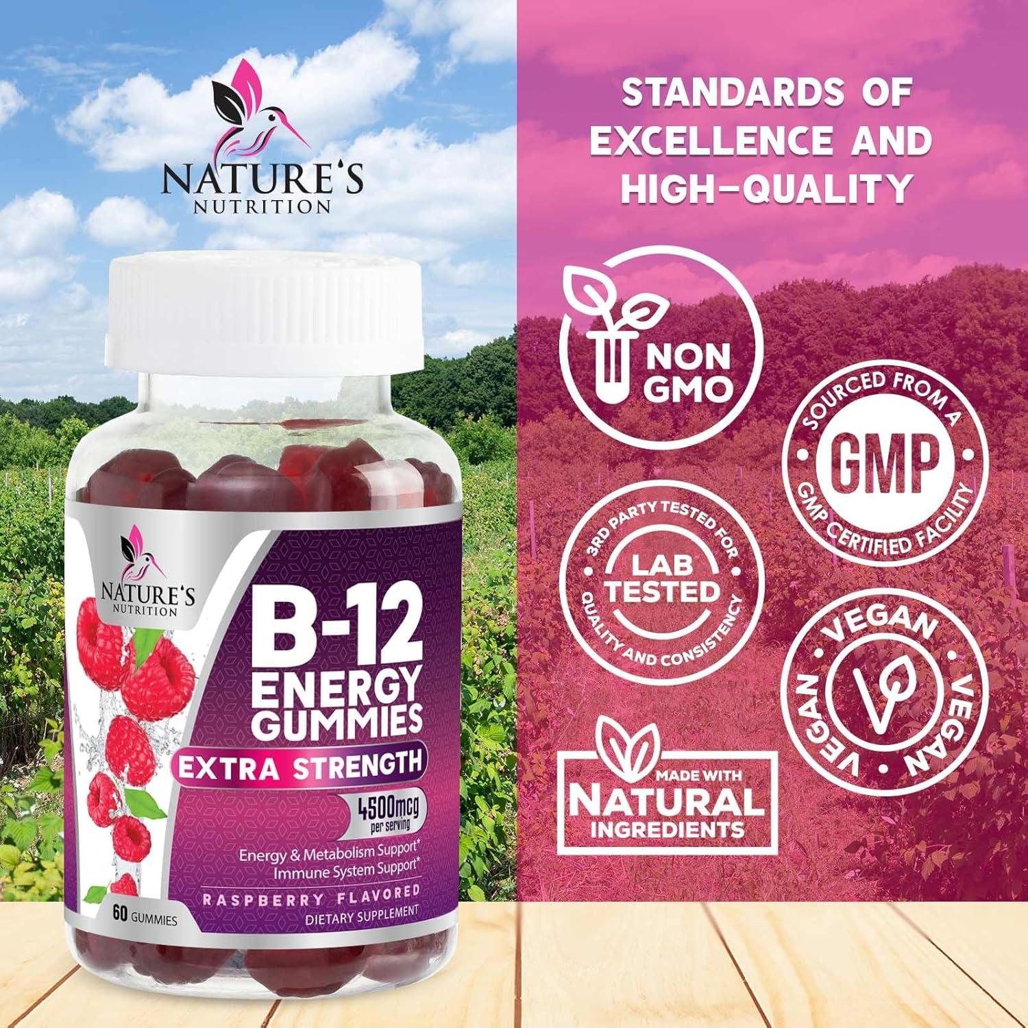 Gomitas de Energía B12 Nature's Nutrition 4500 mcg 60 Unidades