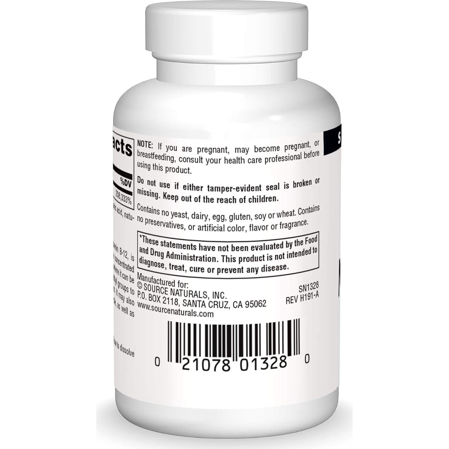 Vitamina B-12 Methylcobalamin Source Naturals 5mg Sabor Cereza - 30 Pastillas