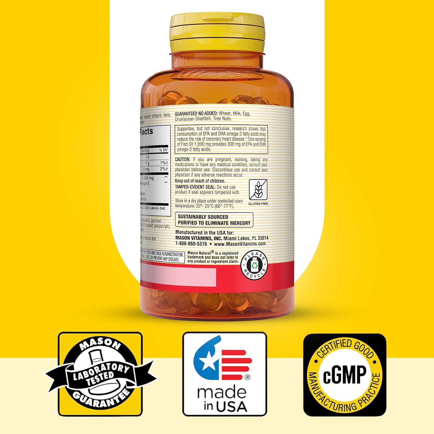 Suplemento Omega 3 Mason Natural 1000mg 90 Gelatinas Blandas