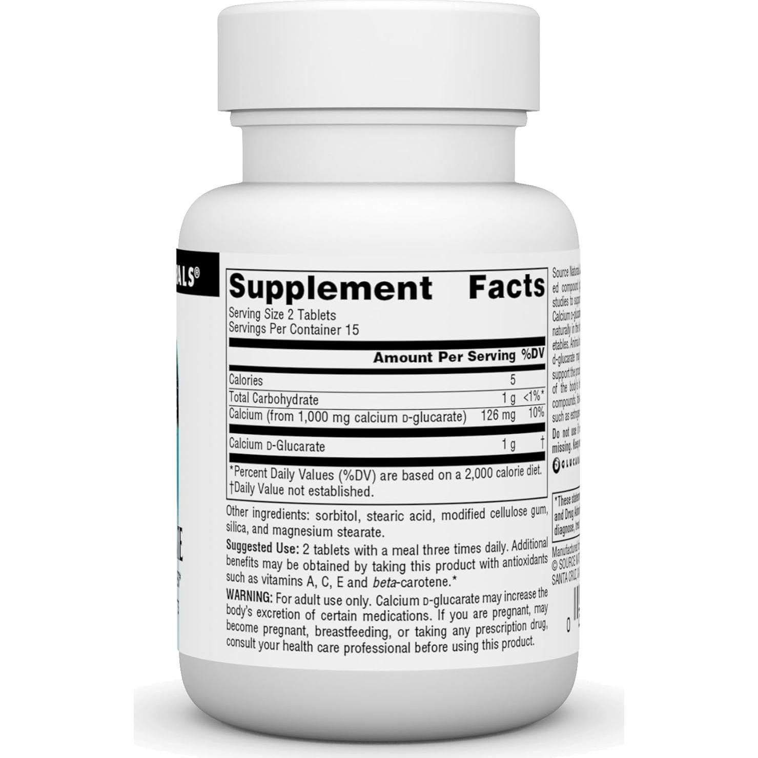 Calcio D-Glucarato 500mg Source Naturals - 30 Tabletas