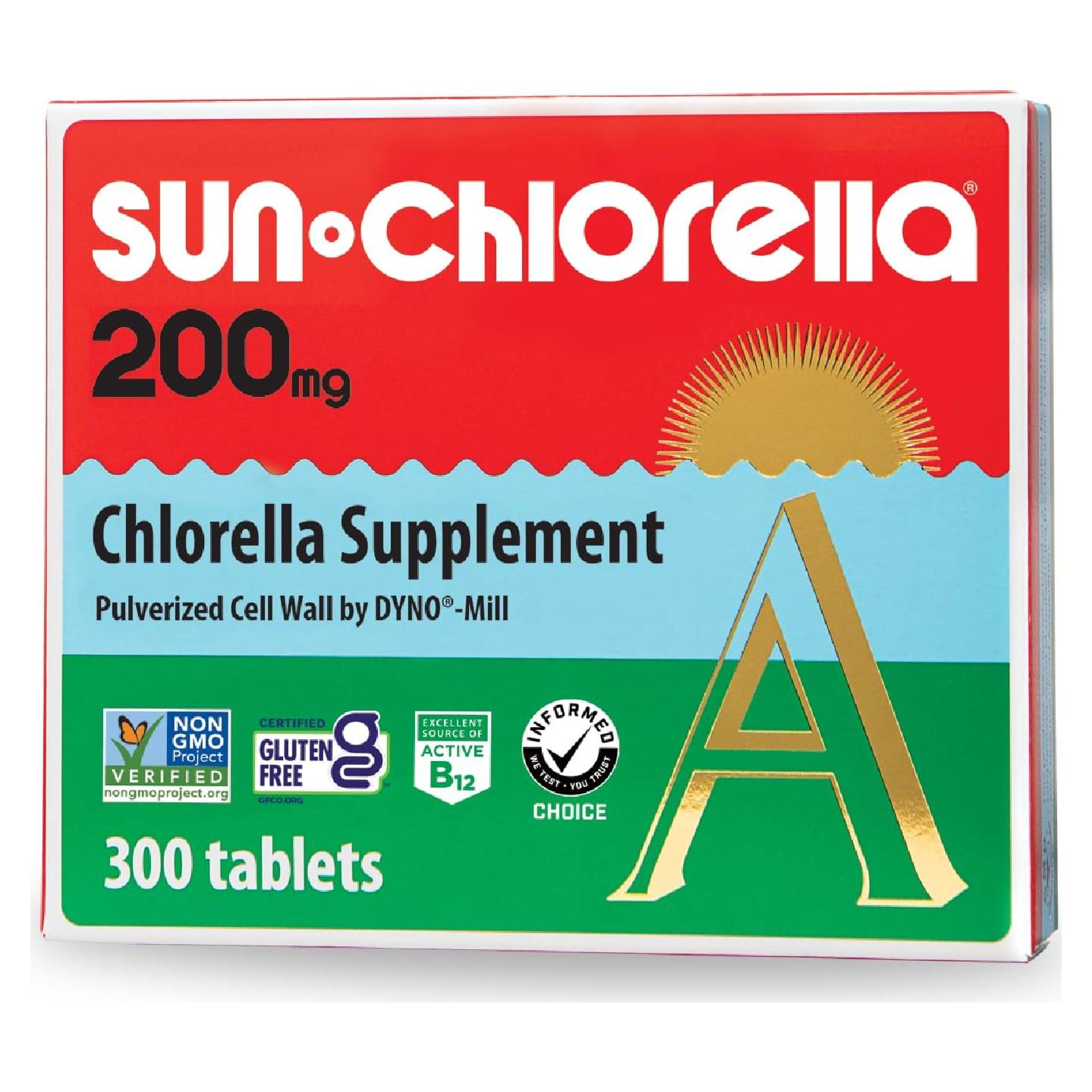 Sun Chlorella 200 mg Suplemento de Algas Verdes - 300 Tabletas
