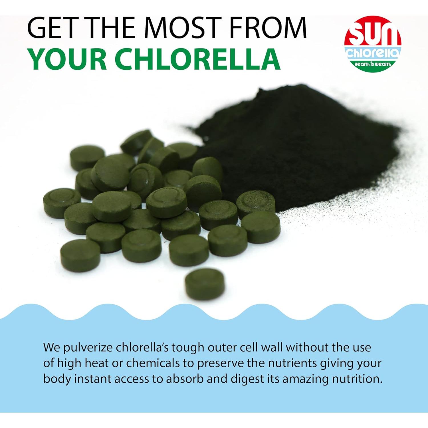 Sun Chlorella 200 mg Suplemento de Algas Verdes - 300 Tabletas