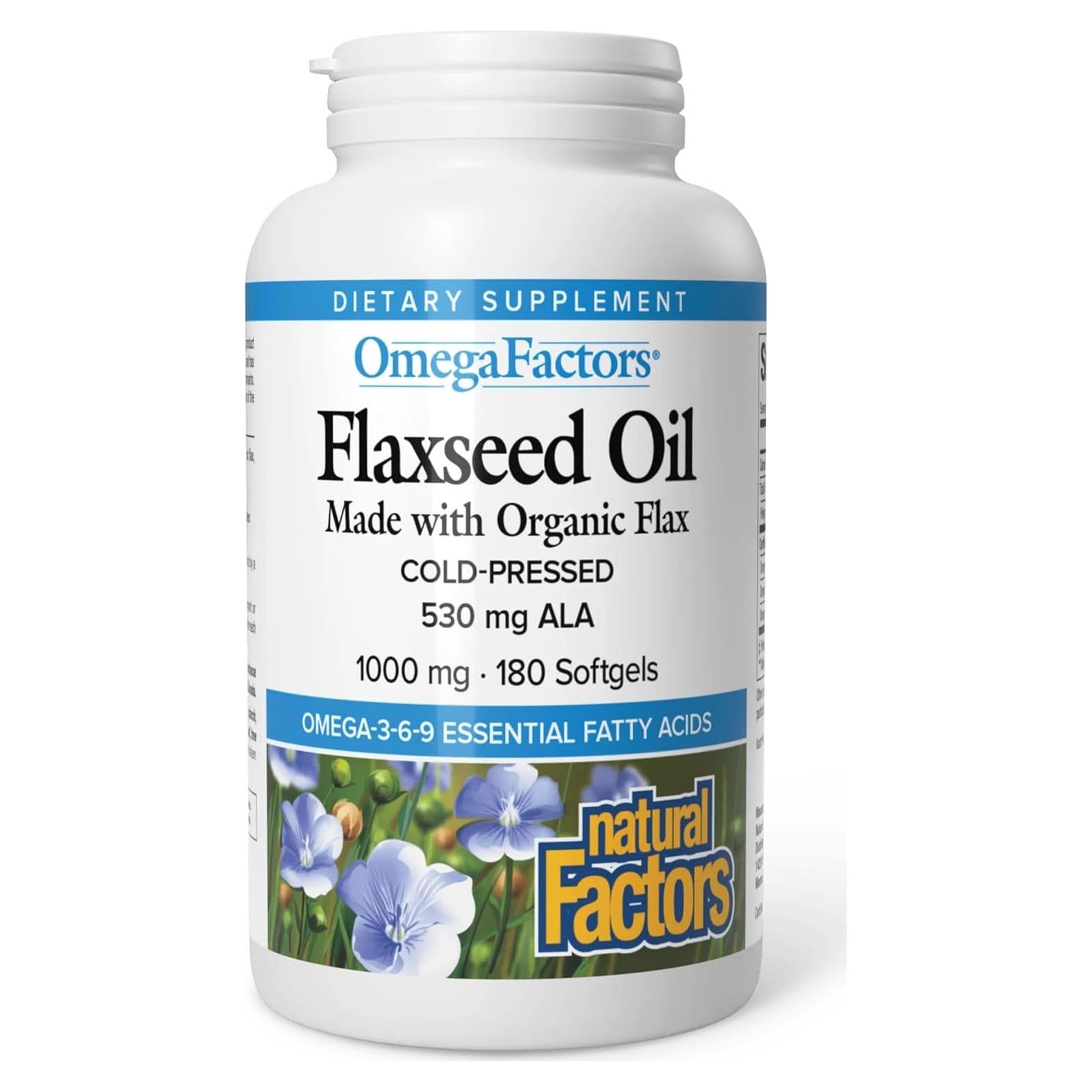 Aceite de Semilla de Lino Factores Naturales 180 Gelatinas